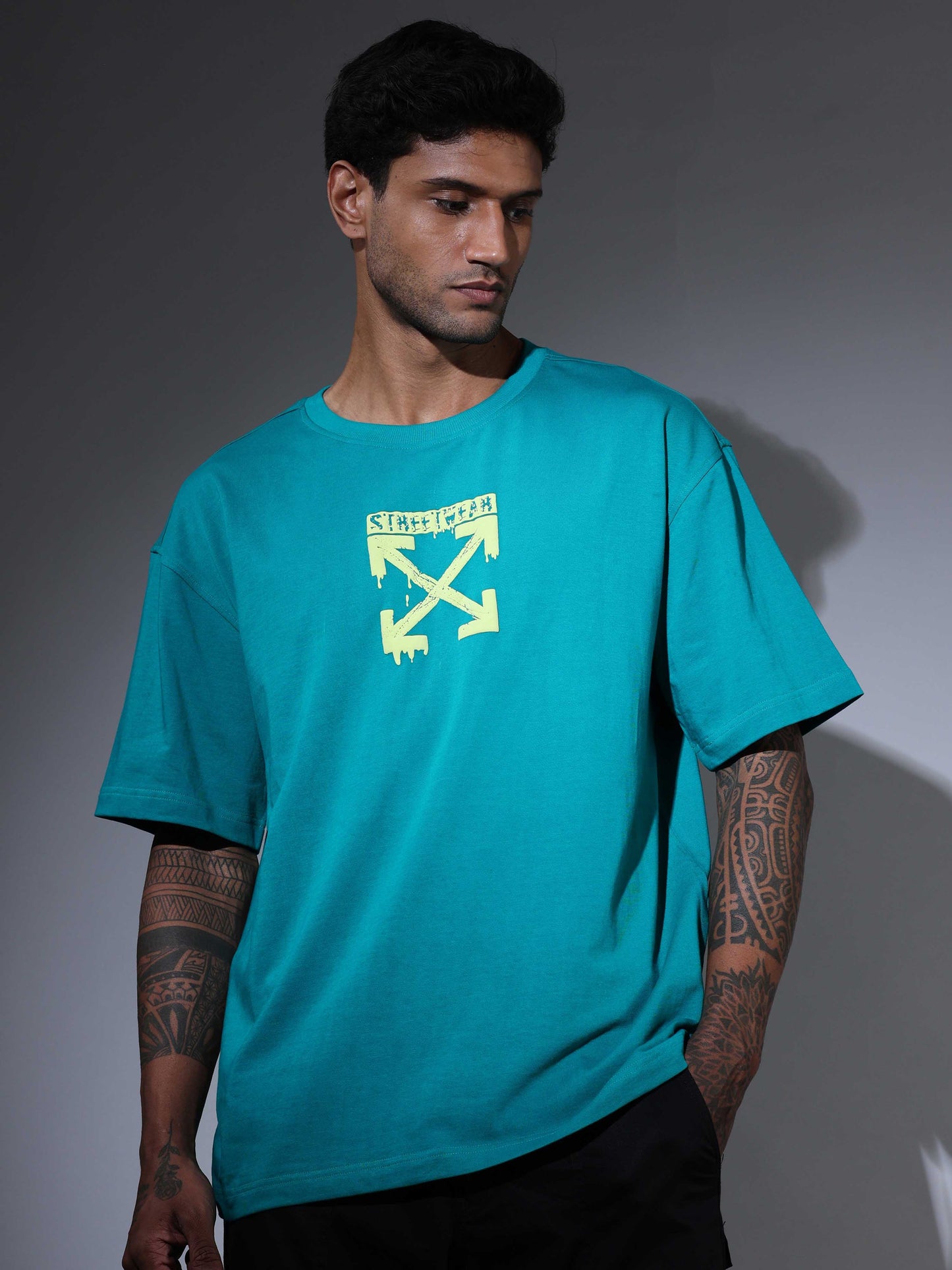 Men's Oversized T-shirt - Dark Green - OSTS-1427