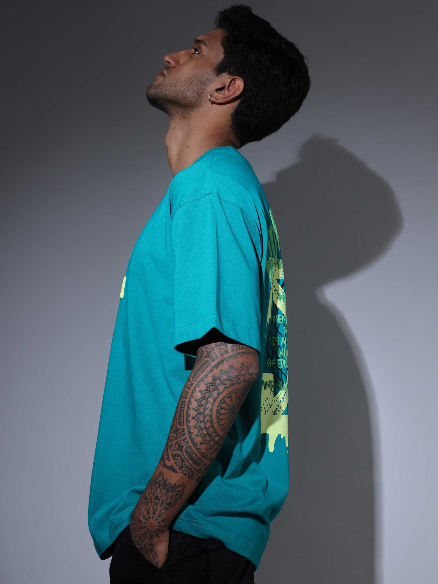 Men's Oversized T-shirt - Dark Green - OSTS-1427