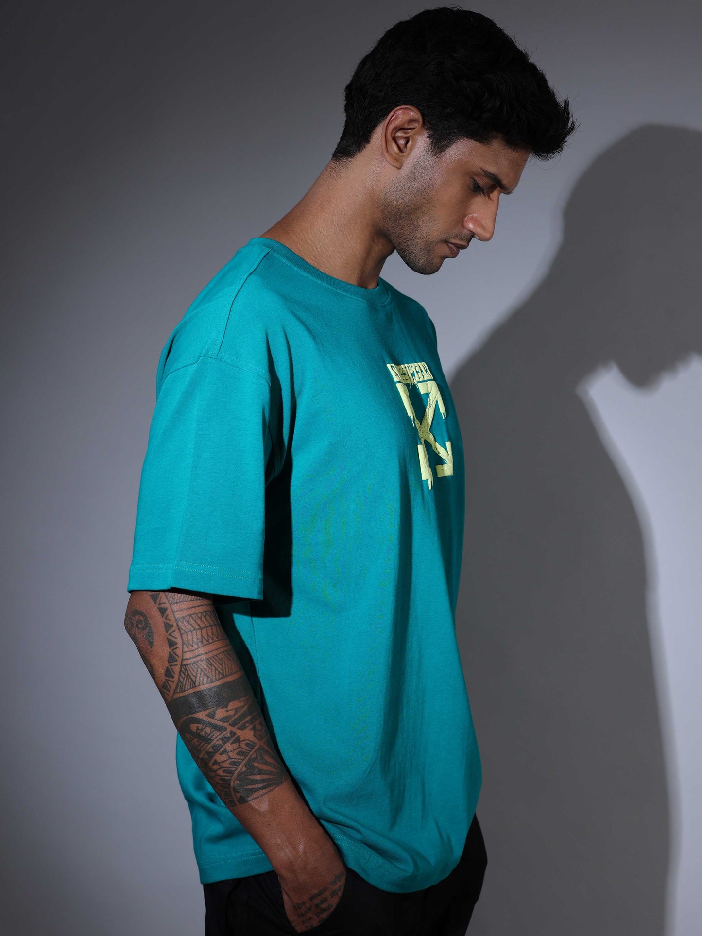 Men's Oversized T-shirt - Dark Green - OSTS-1427