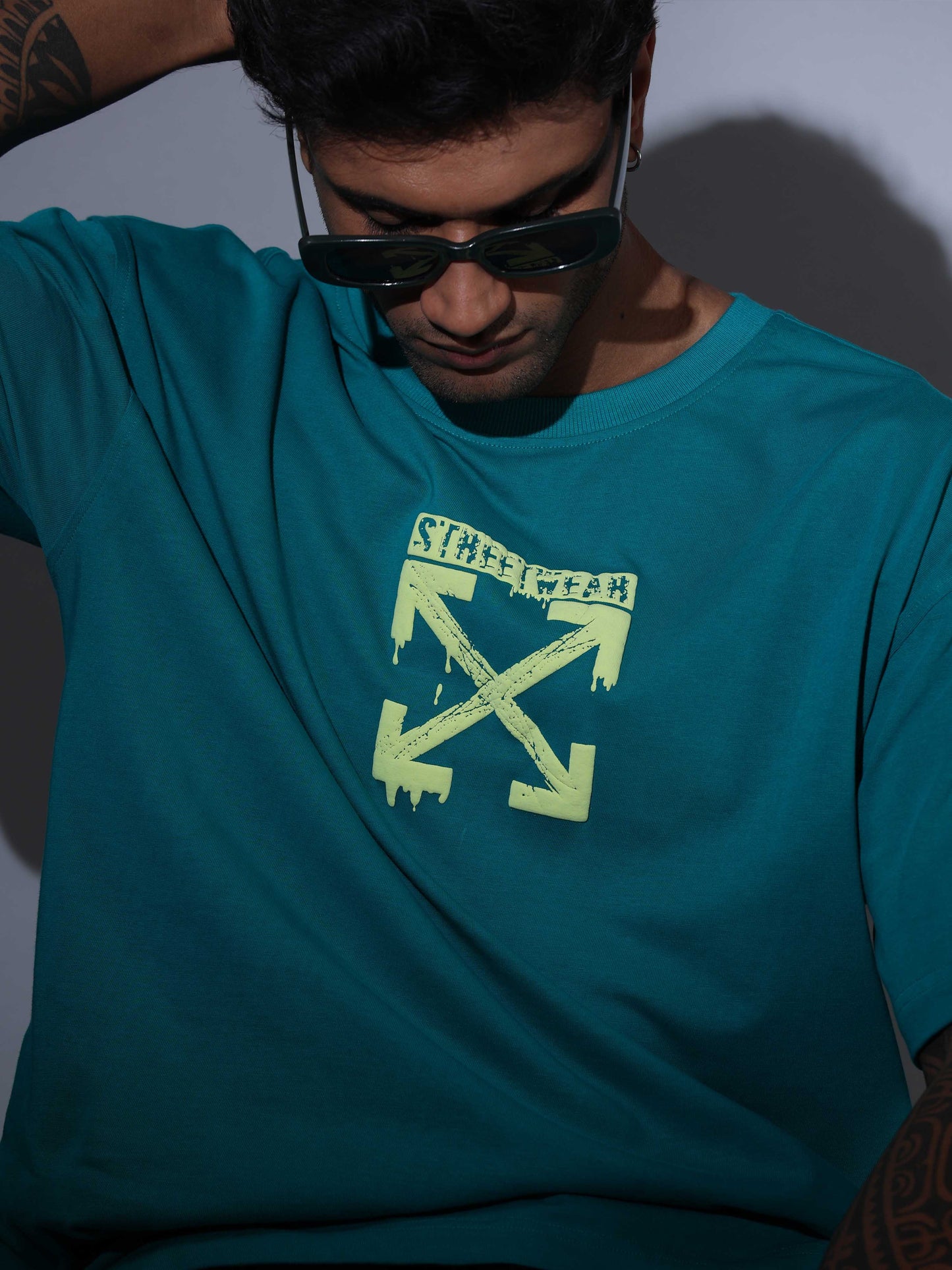 Men's Oversized T-shirt - Dark Green - OSTS-1427