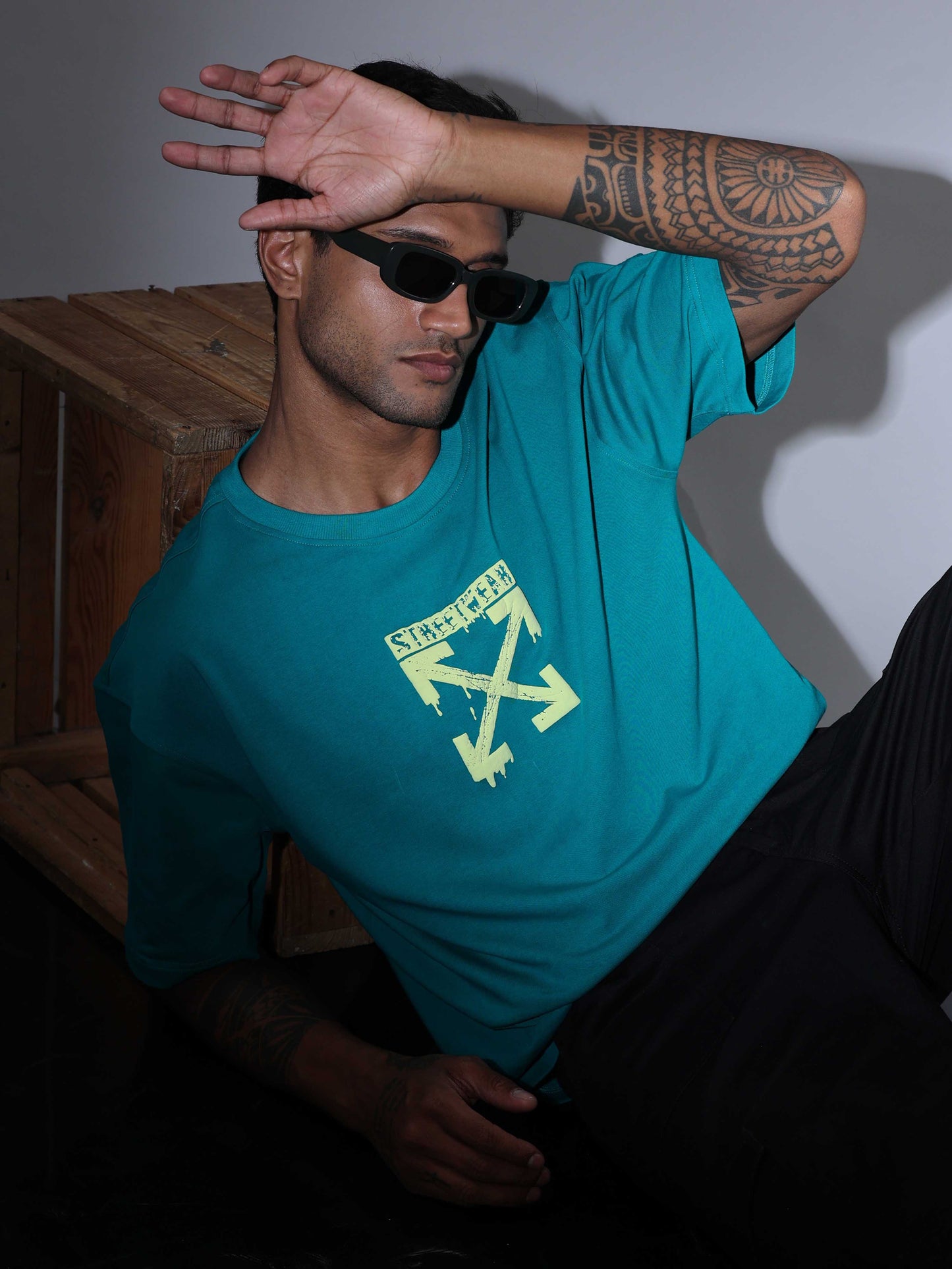 Men's Oversized T-shirt - Dark Green - OSTS-1427