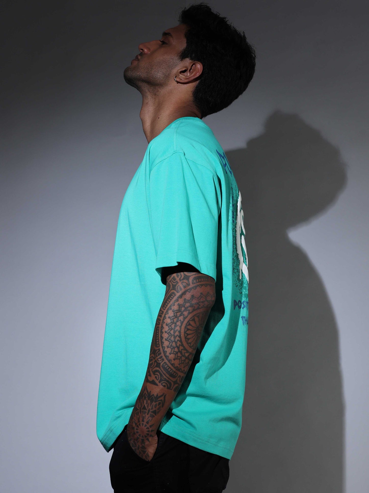 Men's Oversized Lt Green T-shirt - OSTS-1427