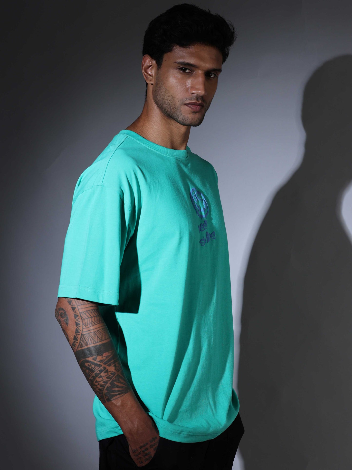 Men's Oversized Lt Green T-shirt - OSTS-1427