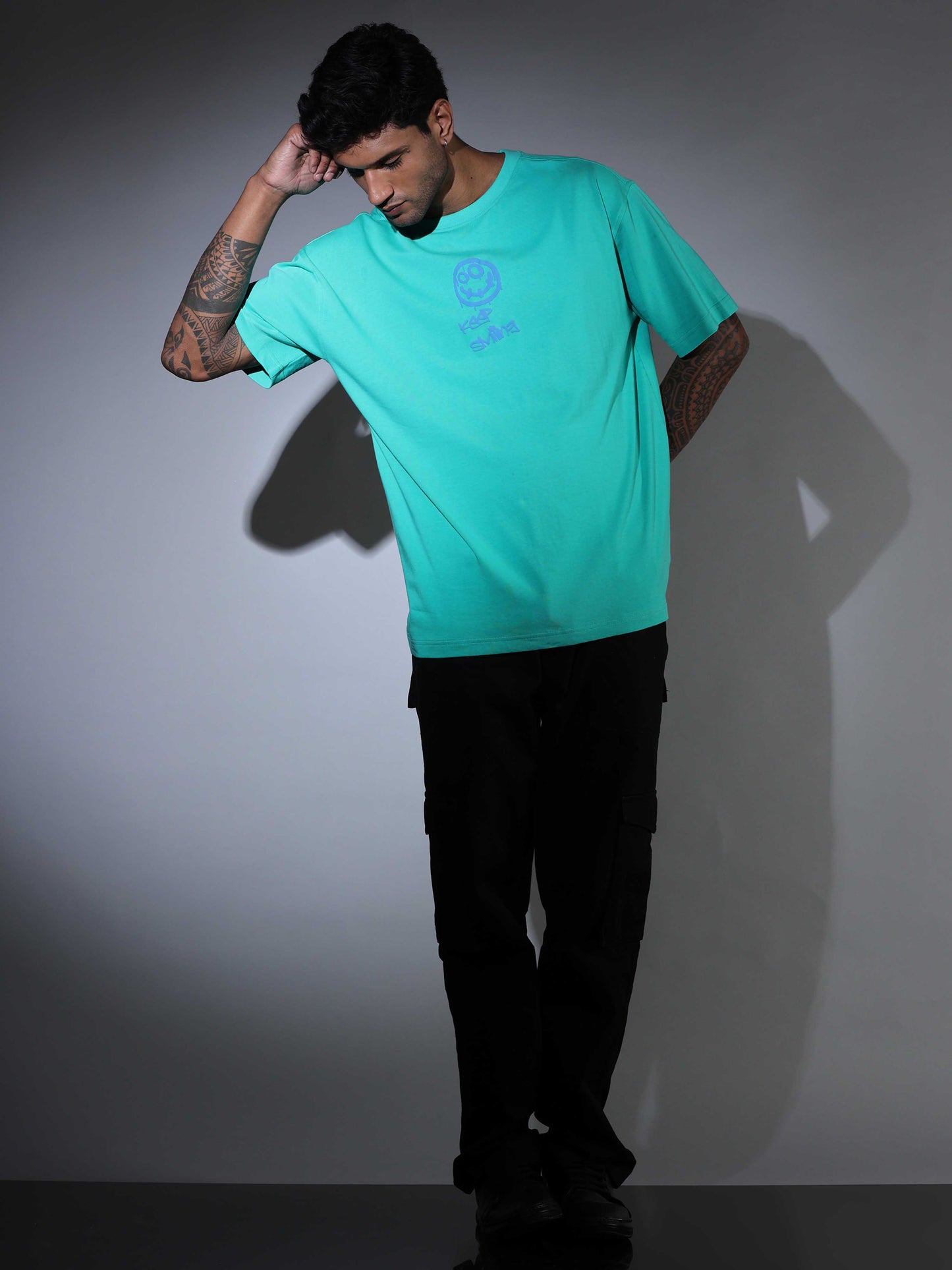 Men's Oversized Lt Green T-shirt - OSTS-1427