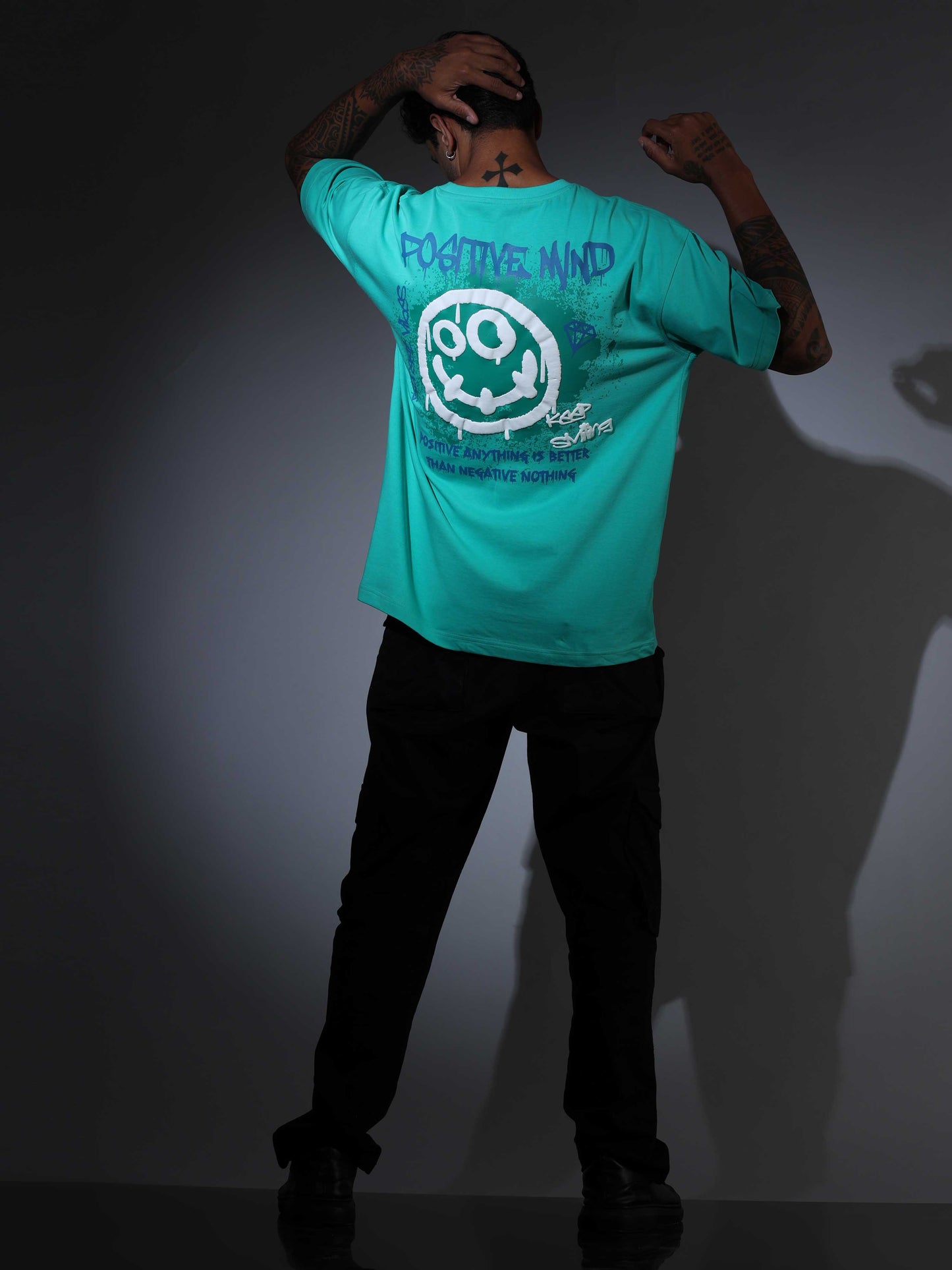 Men's Oversized Lt Green T-shirt - OSTS-1427