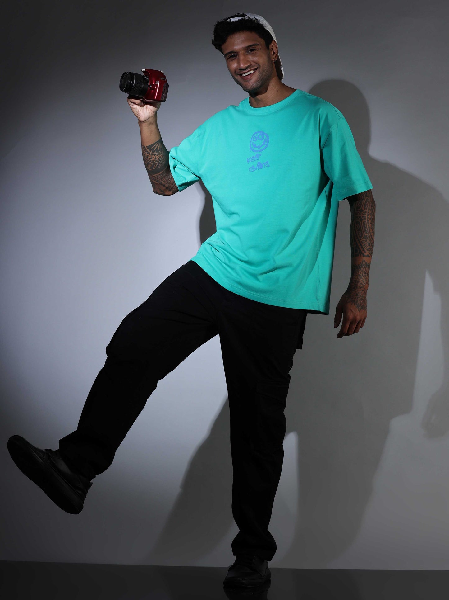 Men's Oversized Lt Green T-shirt - OSTS-1427