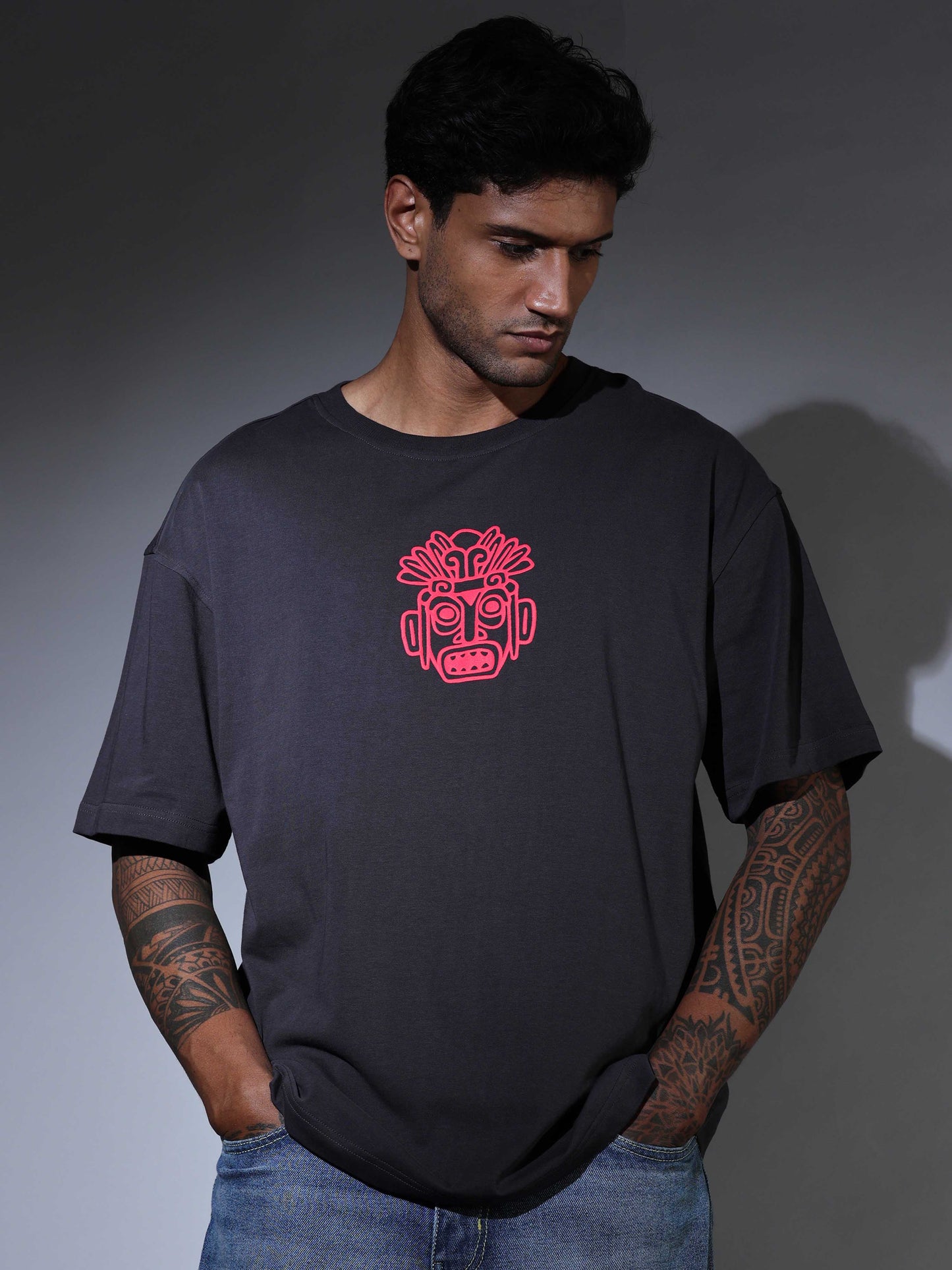 Men's Oversized T-shirt - D.Grey - OSTS-1427