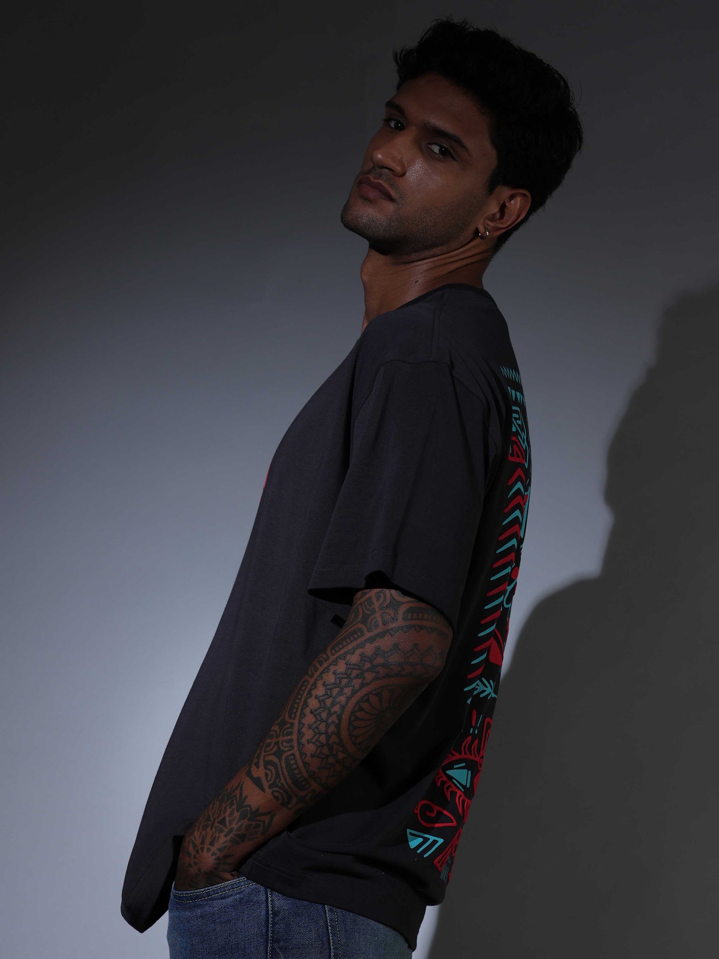 Men's Oversized T-shirt - D.Grey - OSTS-1427