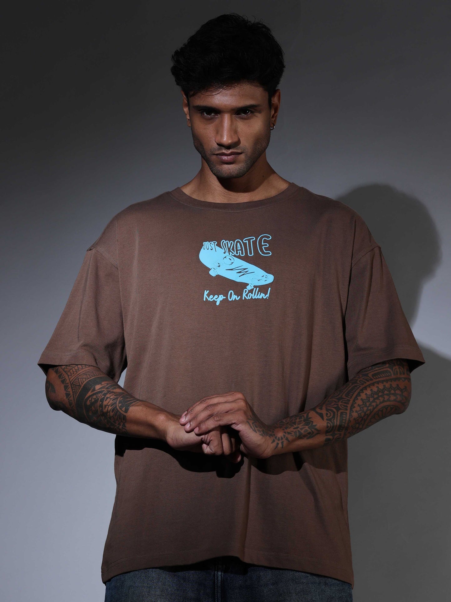 Men's Oversized T-shirt - Coffee - OSTS-1427