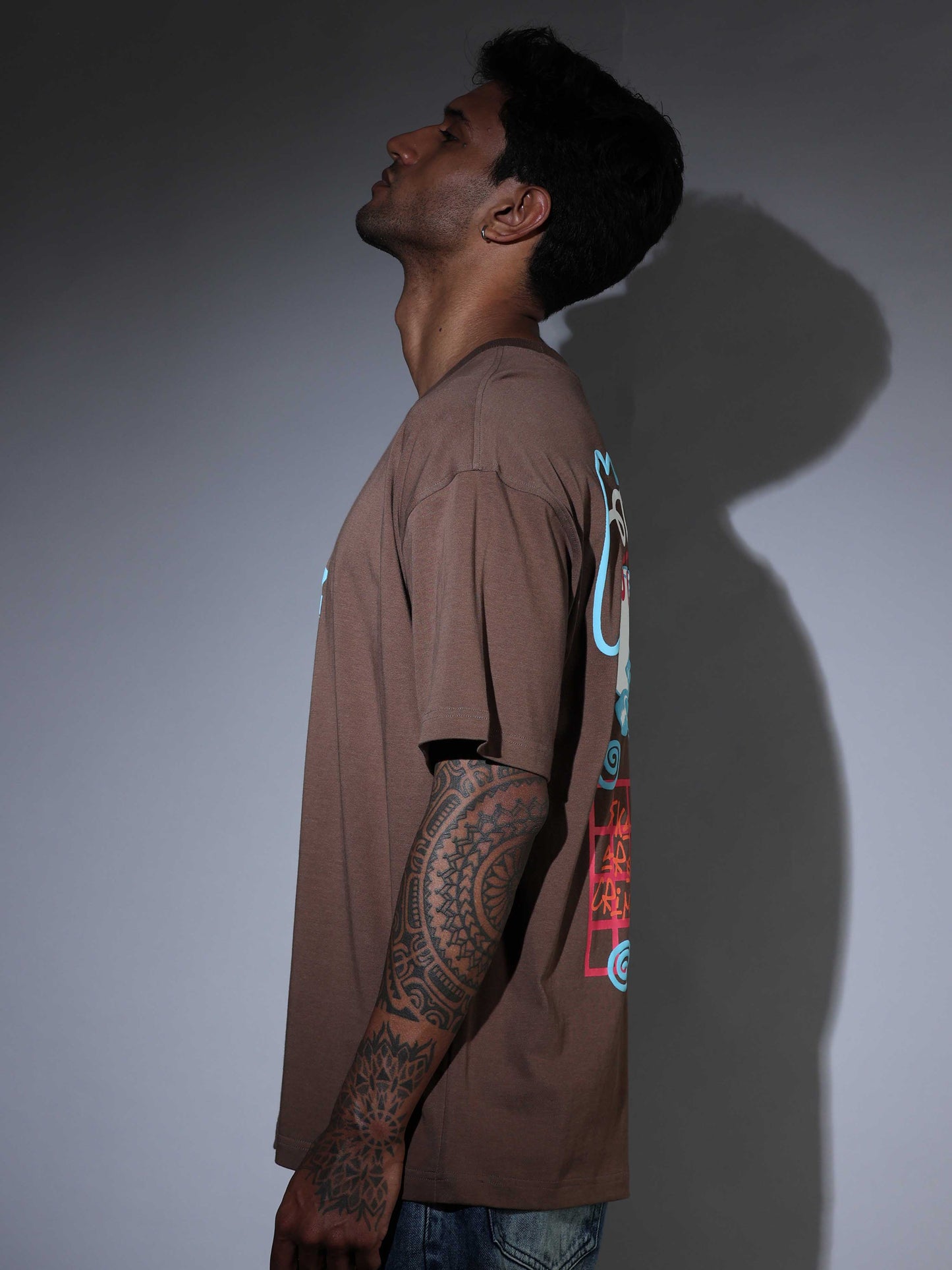 Men's Oversized T-shirt - Coffee - OSTS-1427