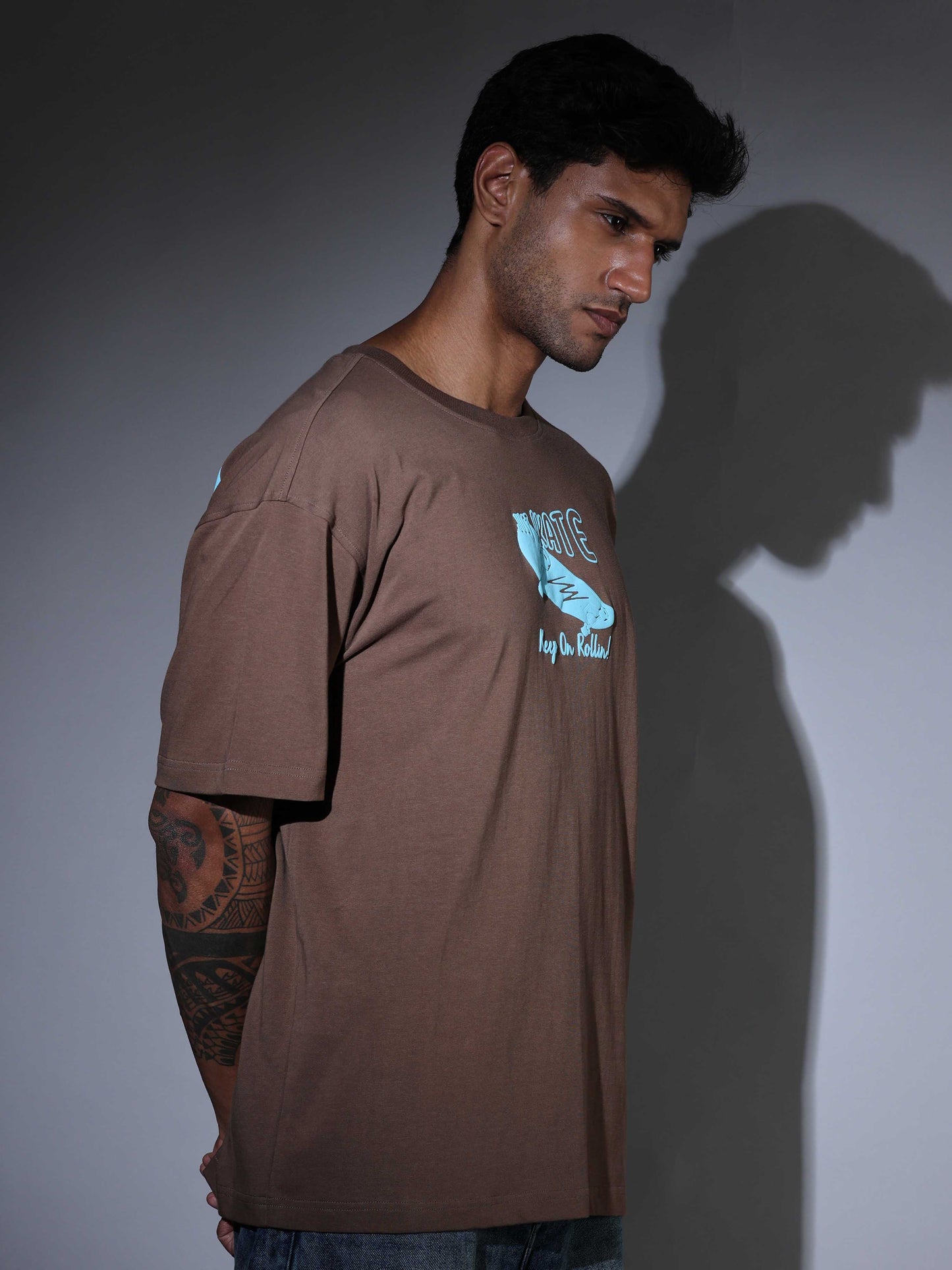 Men's Oversized T-shirt - Coffee - OSTS-1427