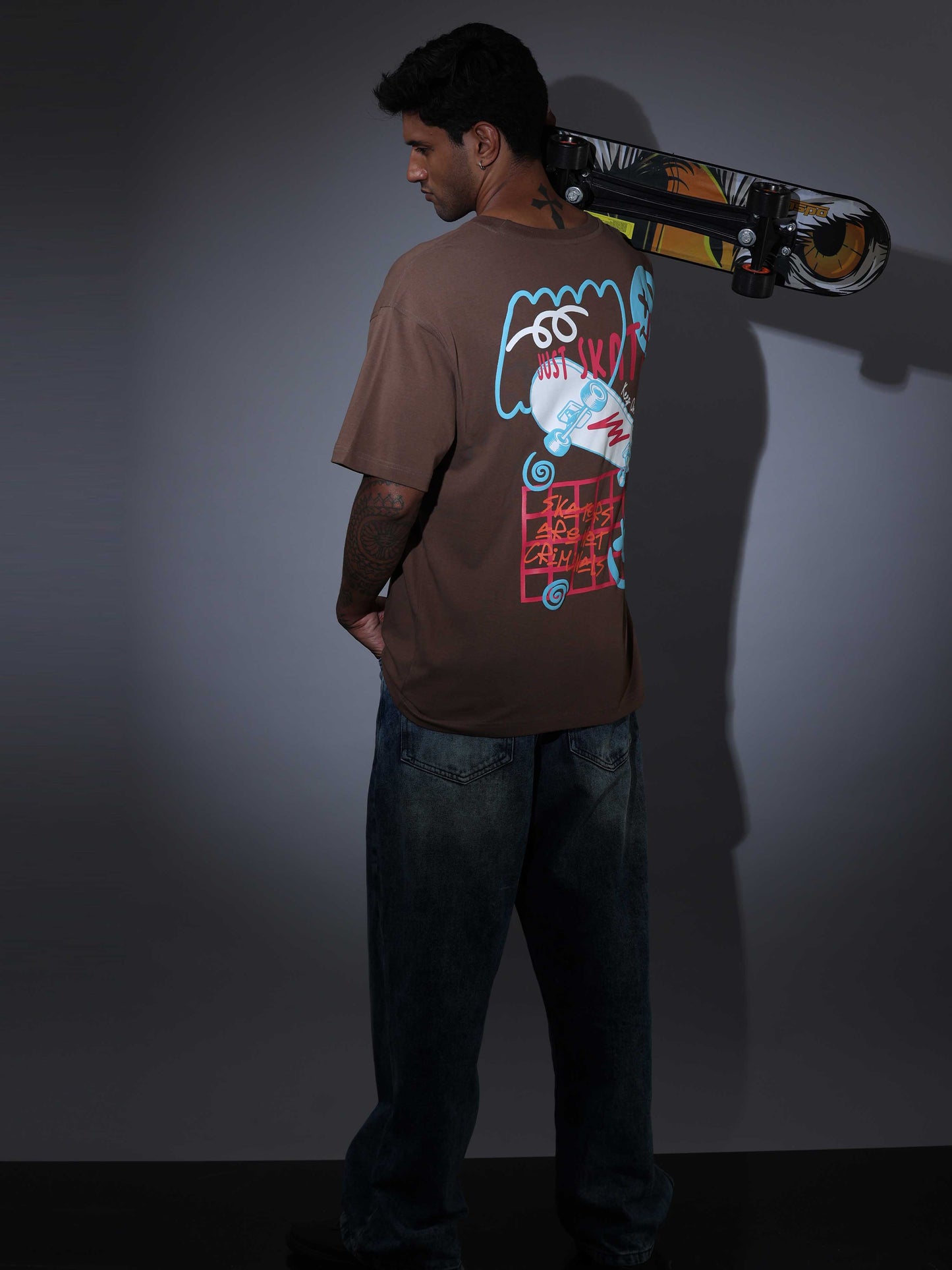 Men's Oversized T-shirt - Coffee - OSTS-1427