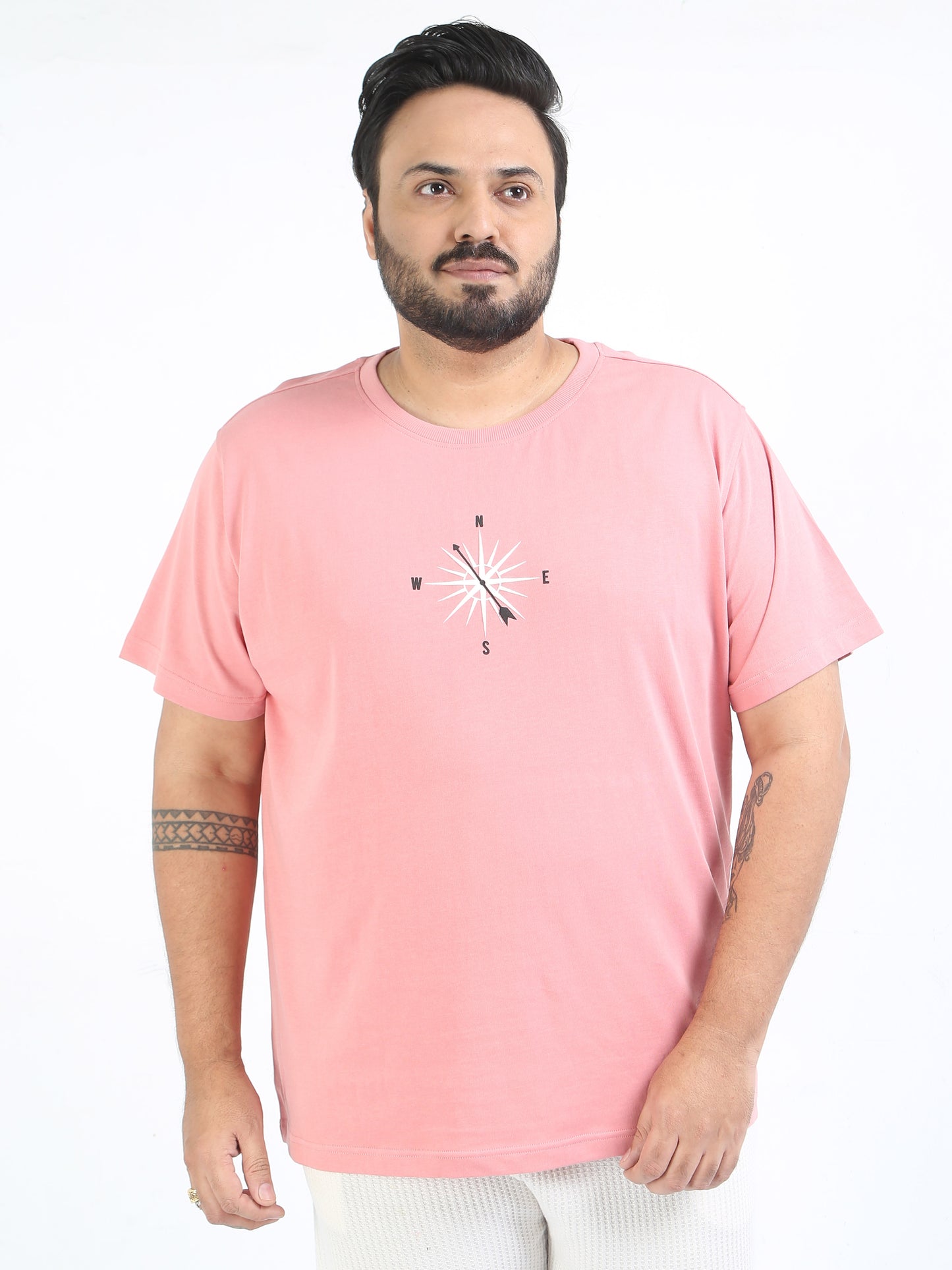 Compass Dk Pink Plus Size Oversized T-shirt - PSTS-2327