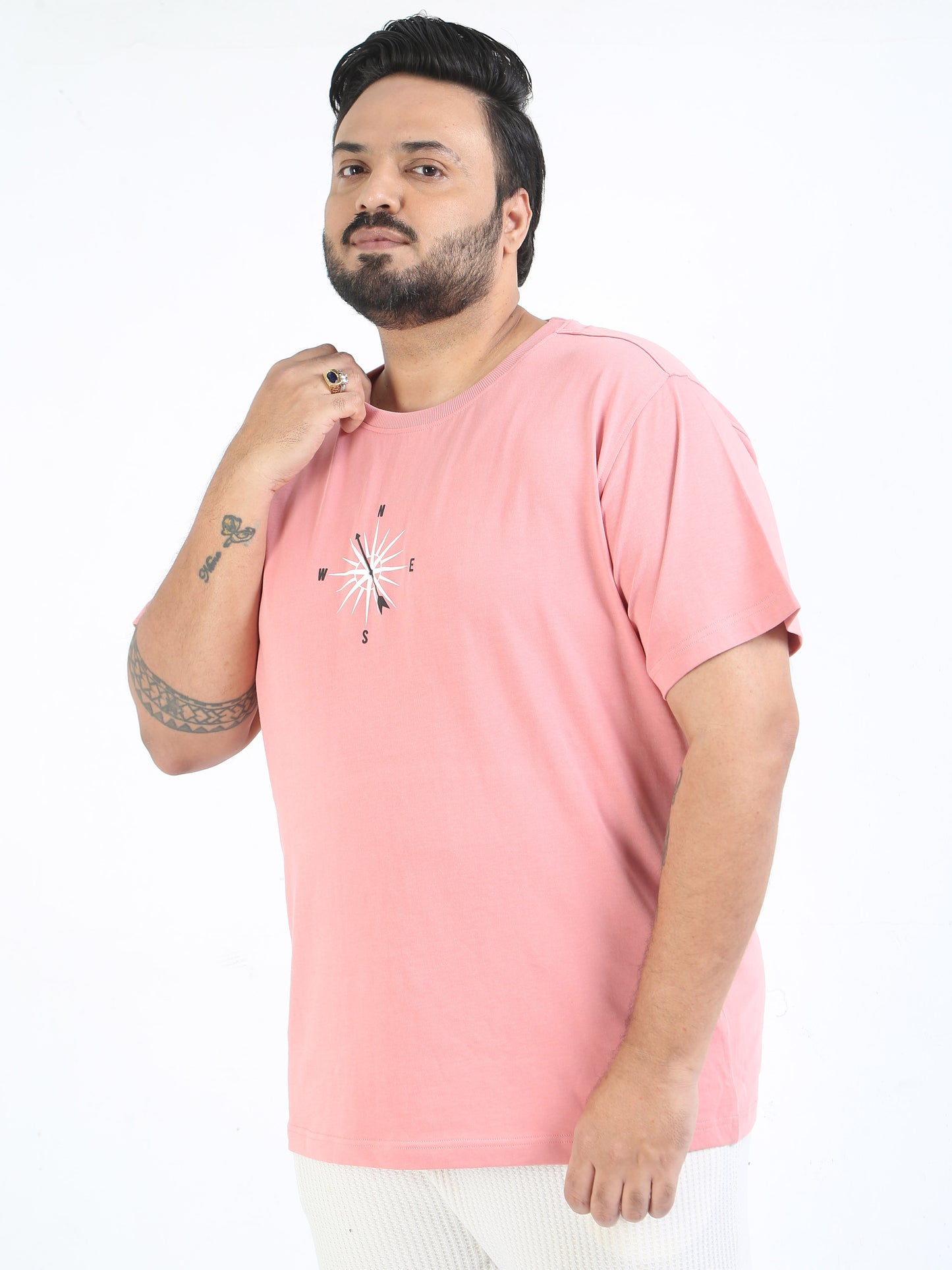 Compass Dk Pink Plus Size Oversized T-shirt - PSTS-2327