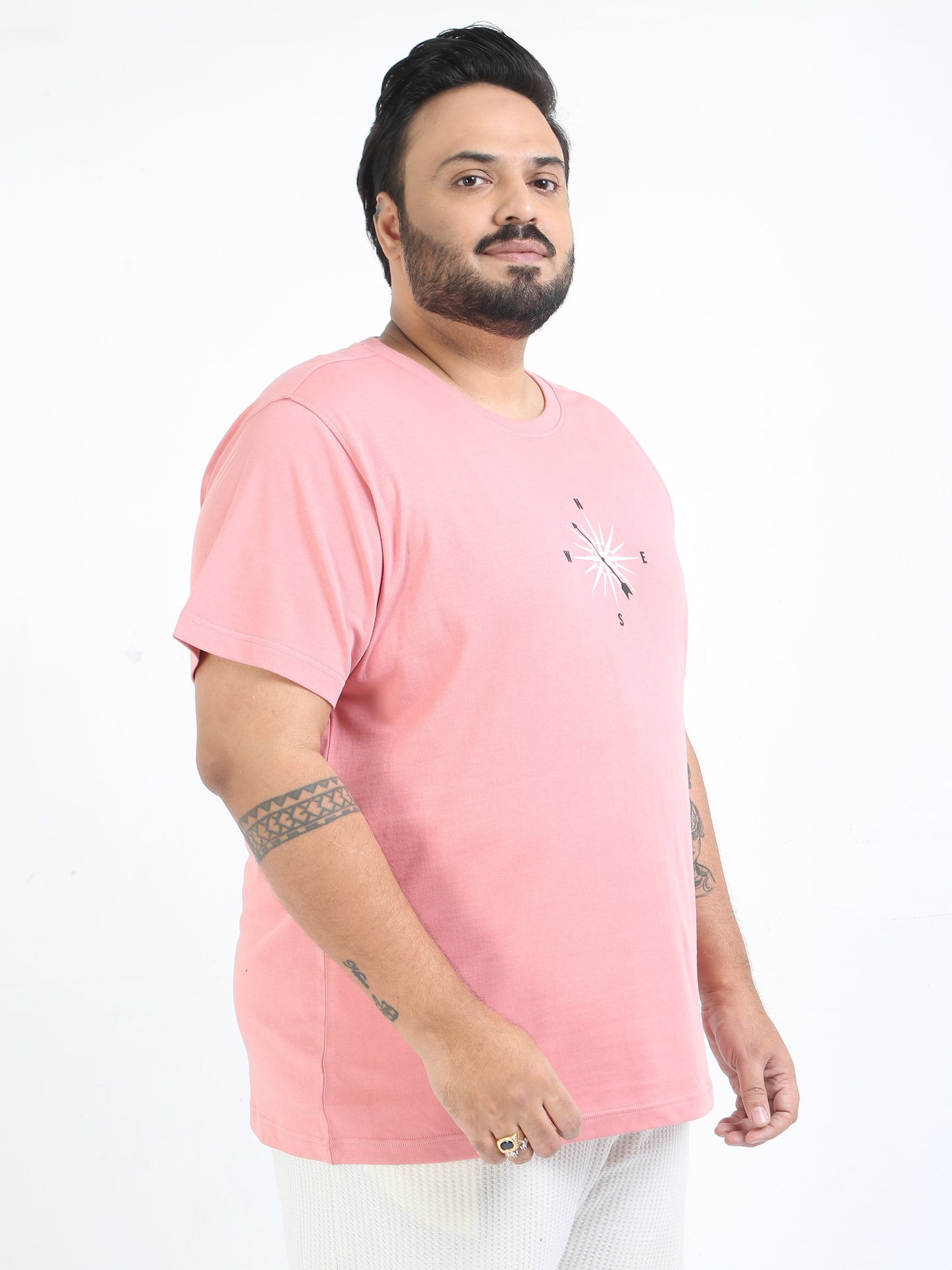 Compass Dk Pink Plus Size Oversized T-shirt - PSTS-2327