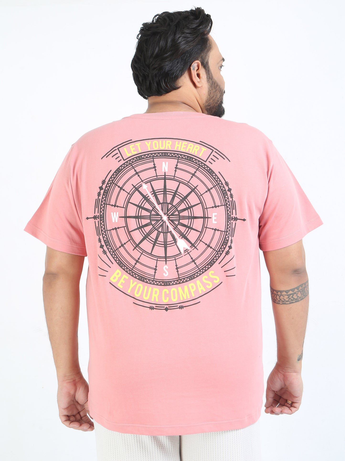 Compass Dk Pink Plus Size Oversized T-shirt - PSTS-2327