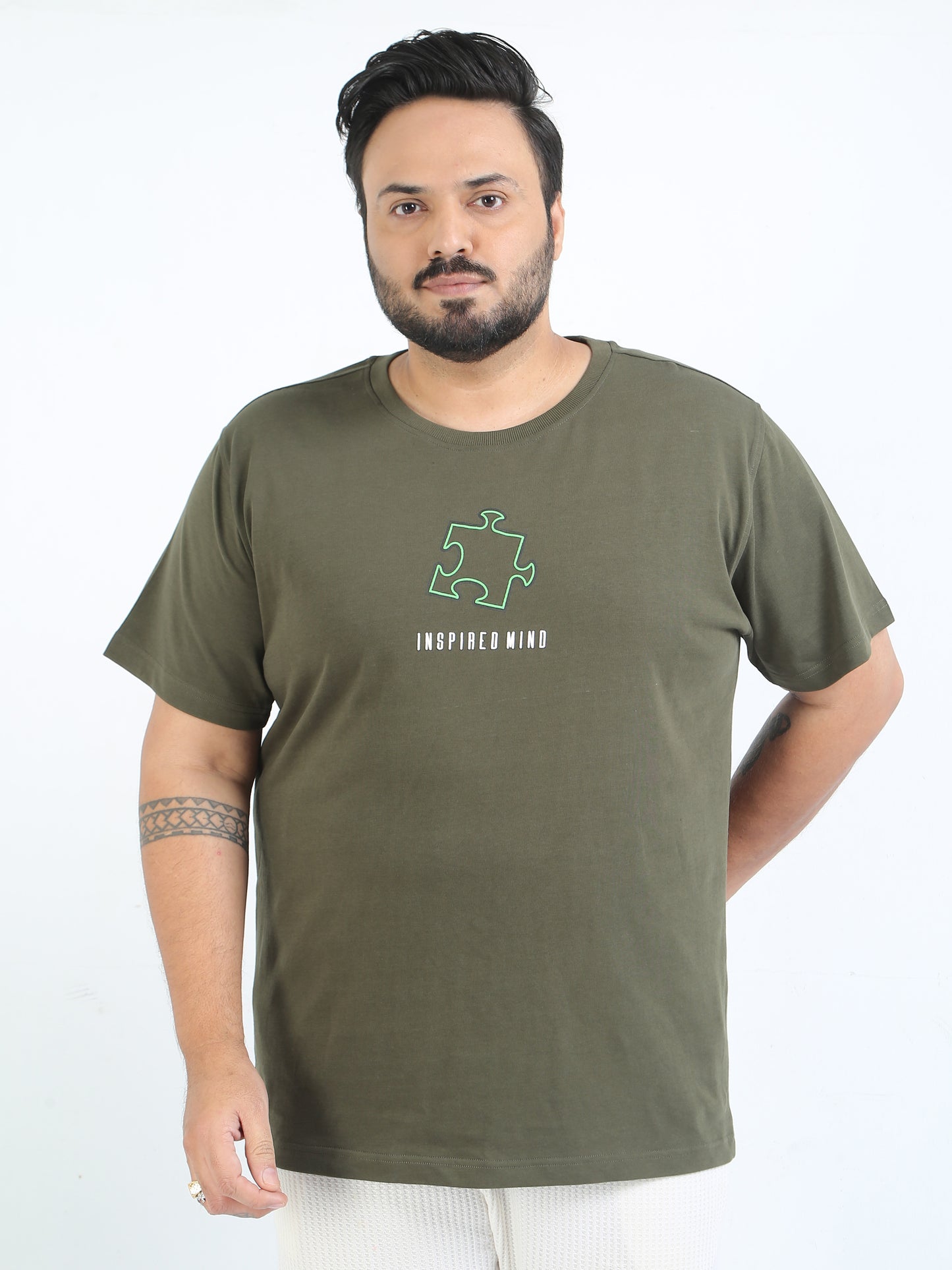 Fuzzel Plus Size D.Olive Oversized T Shirt - PSTS-2327