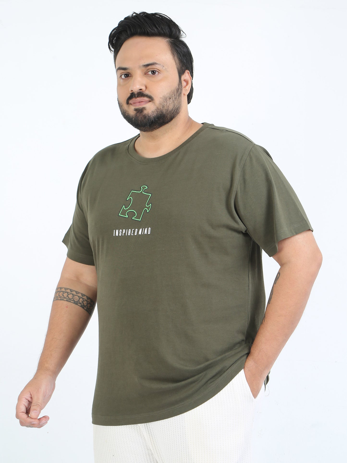 Fuzzel Plus Size D.Olive Oversized T Shirt - PSTS-2327