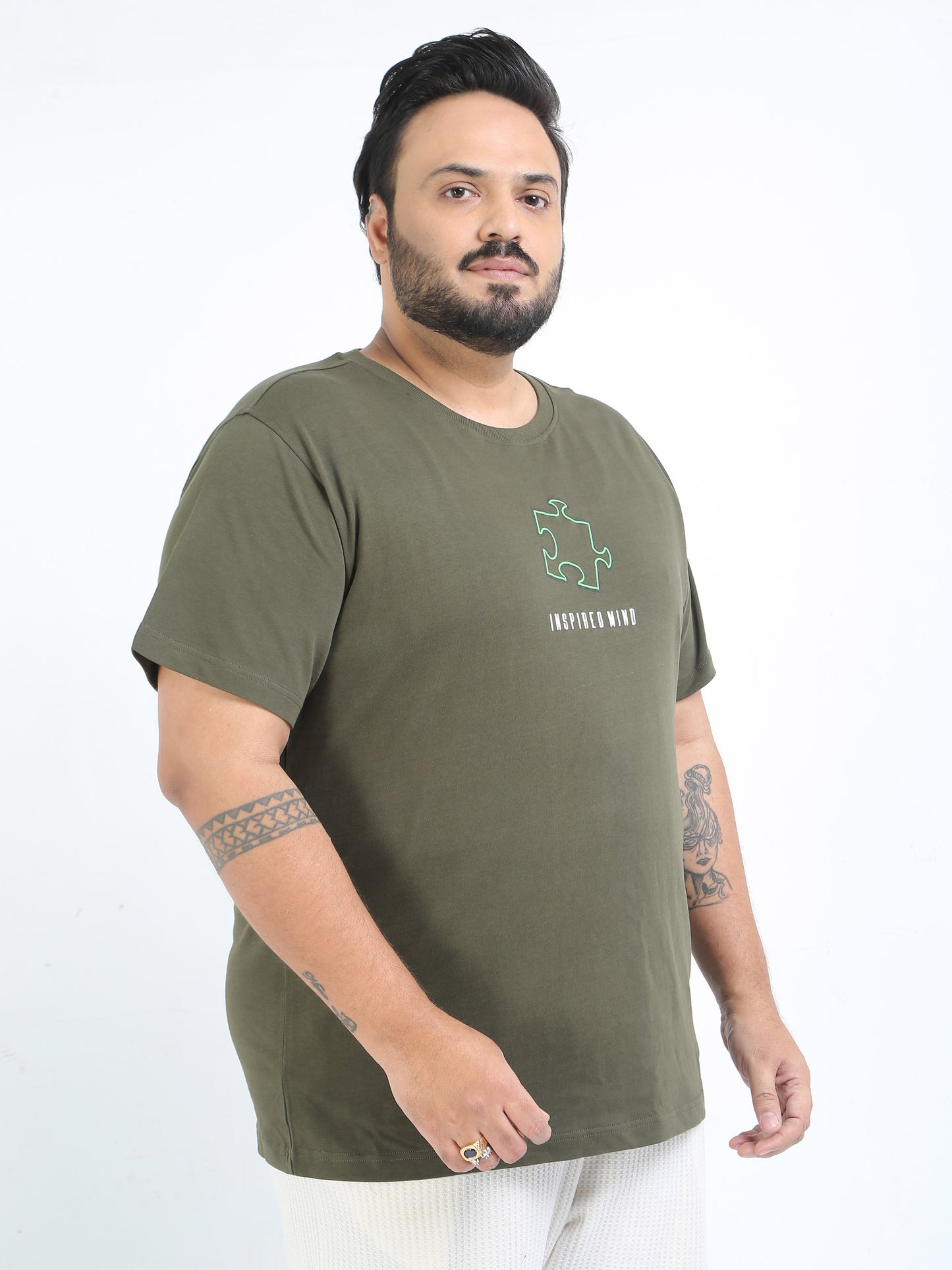 Fuzzel Plus Size D.Olive Oversized T Shirt - PSTS-2327