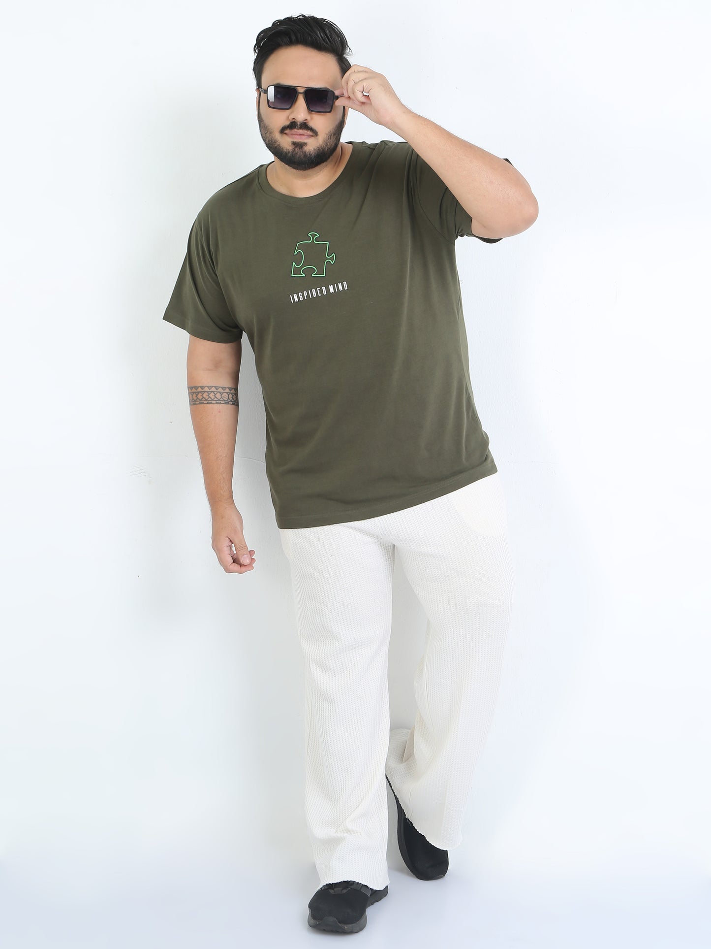 Fuzzel Plus Size D.Olive Oversized T Shirt - PSTS-2327