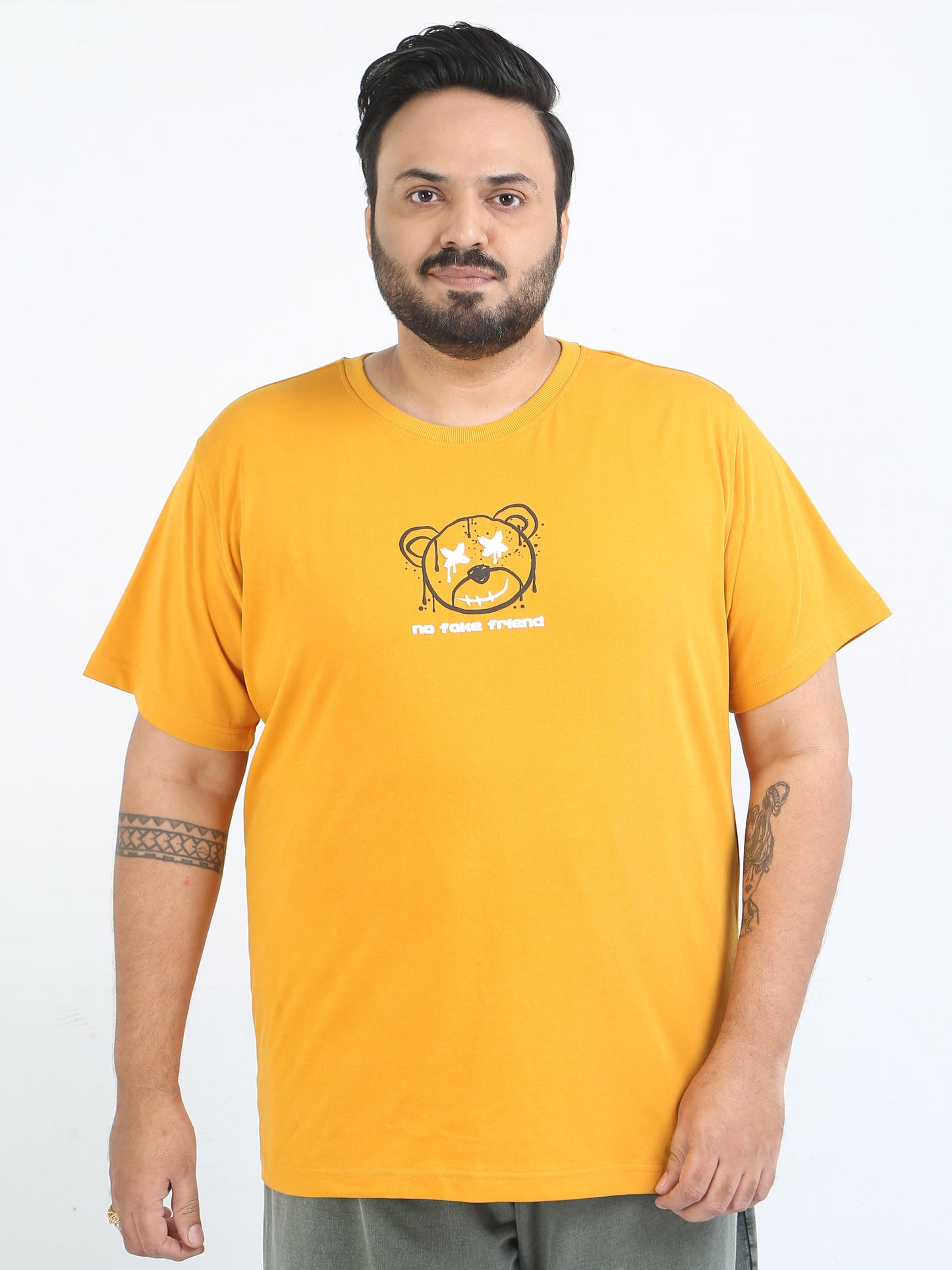 No Fake Frend Plus Size Mustard Oversized T Shirt - PSTS-2327