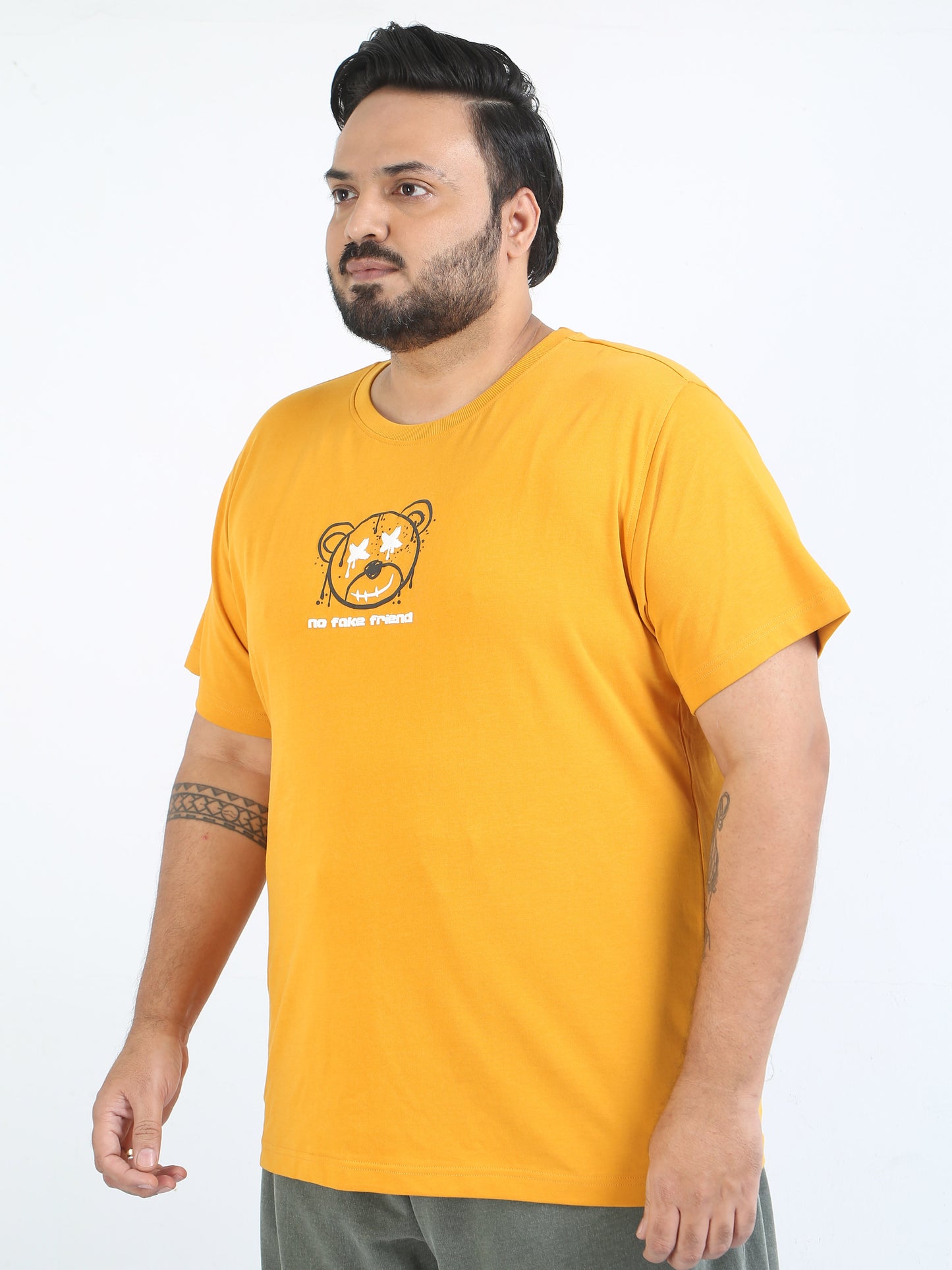 No Fake Frend Plus Size Mustard Oversized T Shirt - PSTS-2327