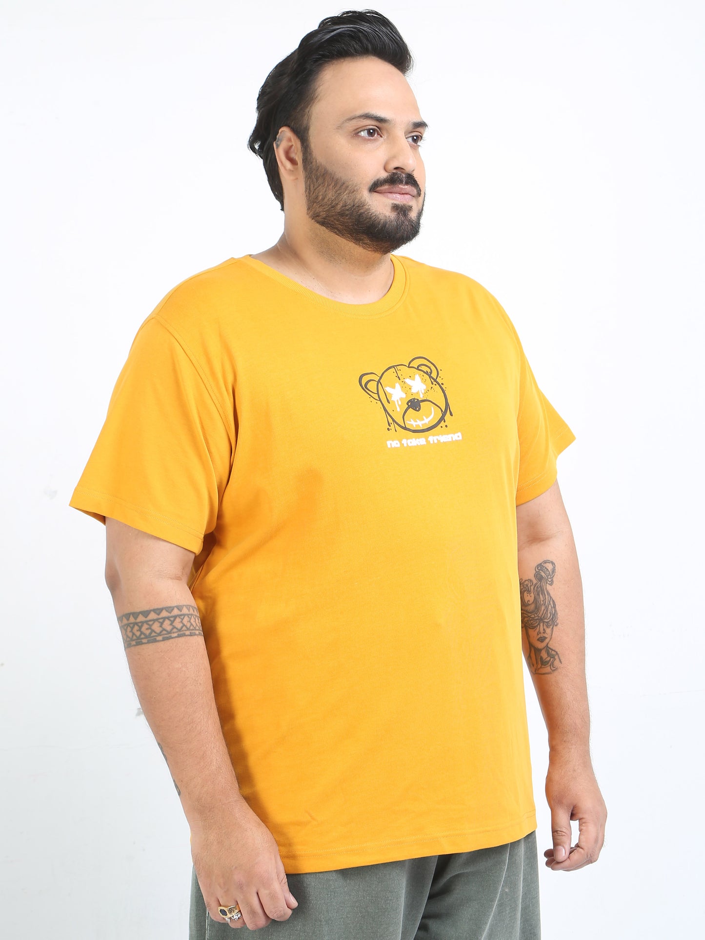 No Fake Frend Plus Size Mustard Oversized T Shirt - PSTS-2327