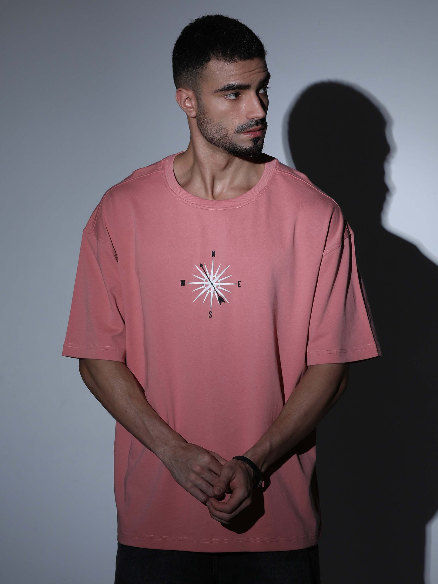 Compass Oversized T-shirt - Dk Pink - OSTS-1427