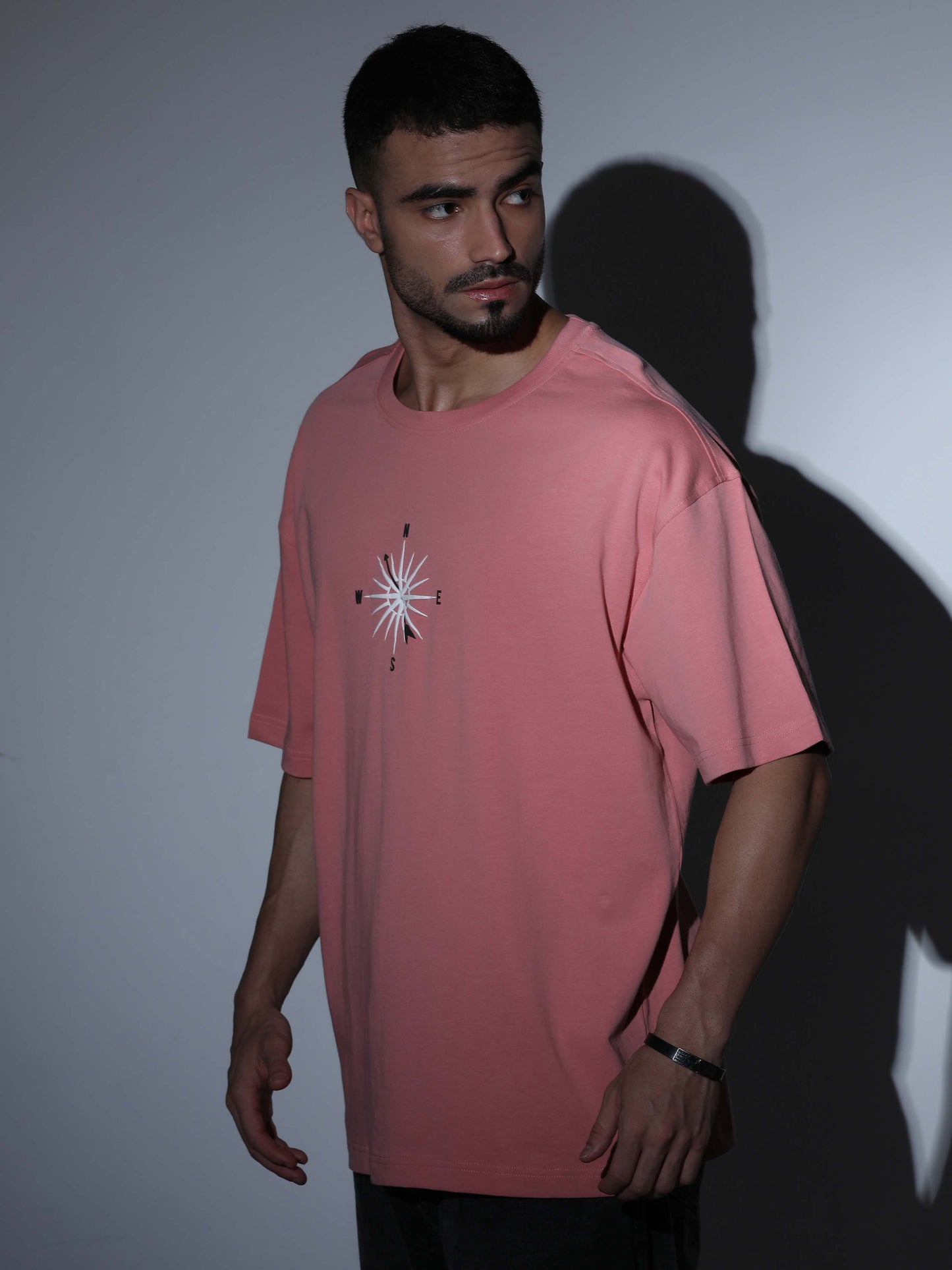 Compass Oversized T-shirt - Dk Pink - OSTS-1427