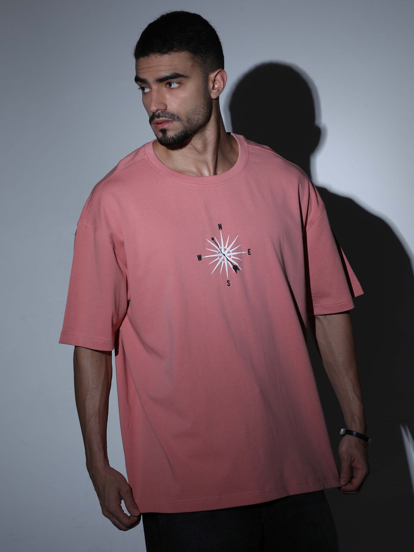 Compass Oversized T-shirt - Dk Pink - OSTS-1427