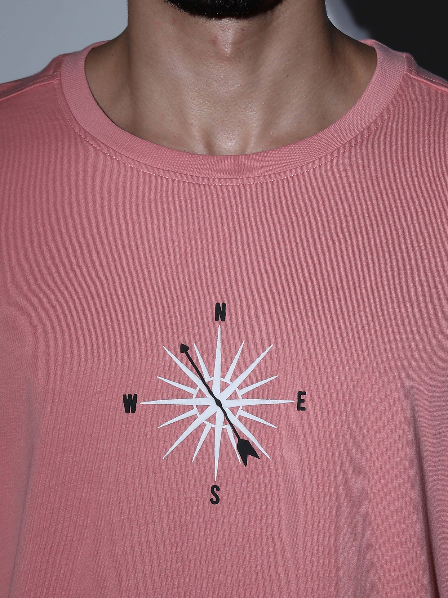 Compass Oversized T-shirt - Dk Pink - OSTS-1427