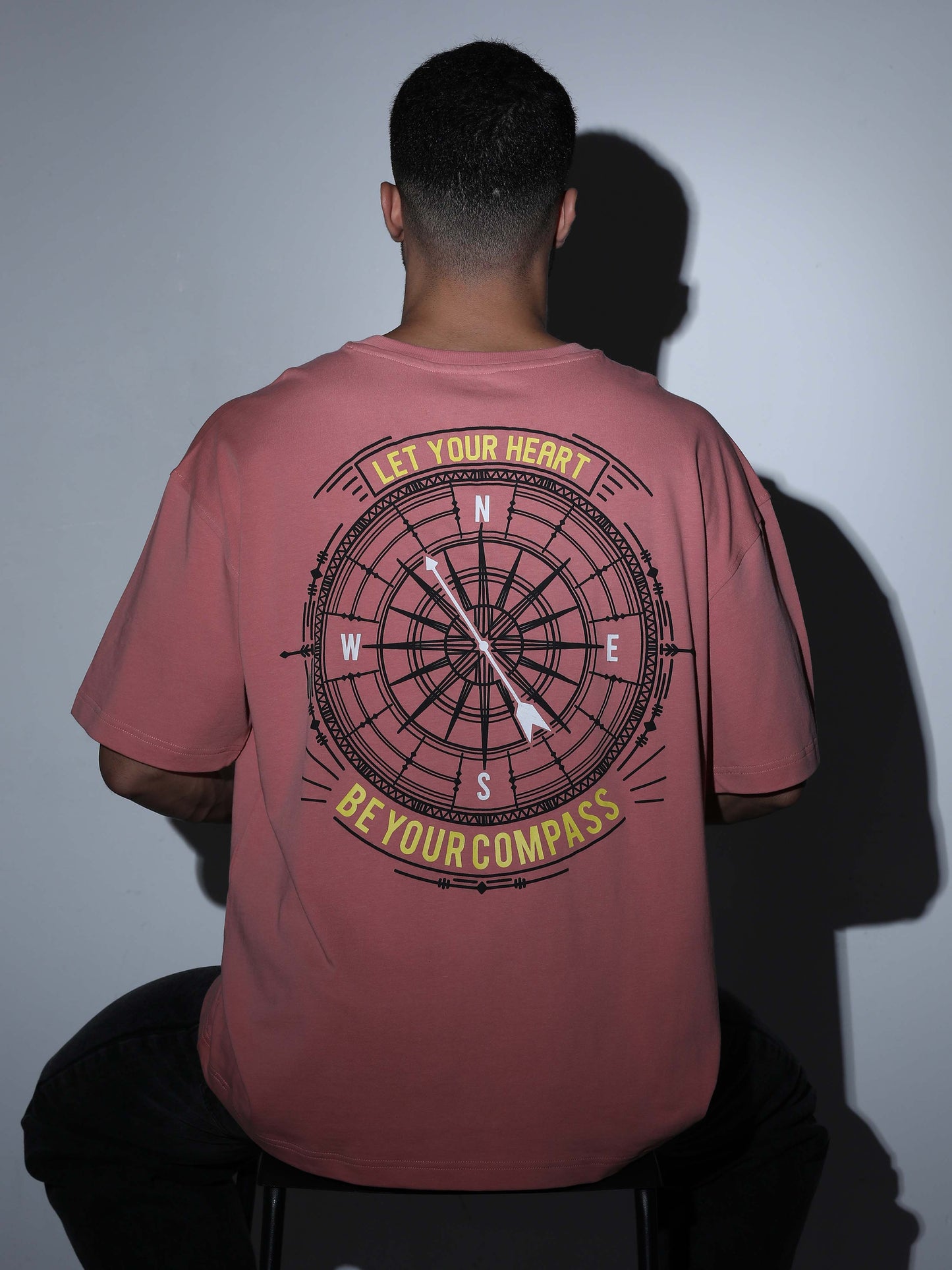 Compass Oversized T-shirt - Dk Pink - OSTS-1427