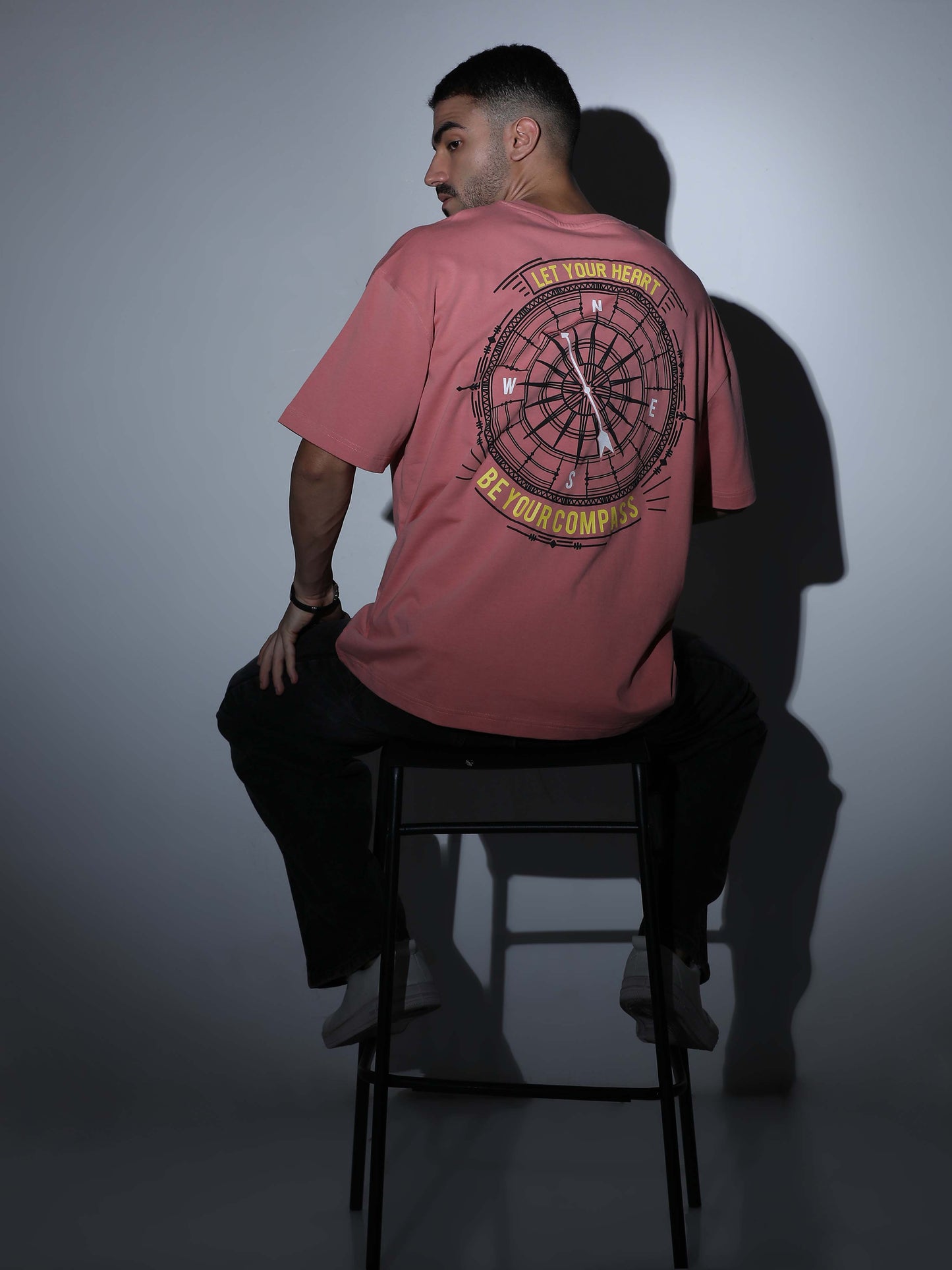 Compass Oversized T-shirt - Dk Pink - OSTS-1427