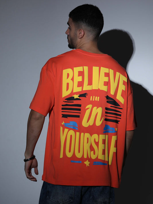 Believe Oversized T-shirt Coral - OSTS-1427