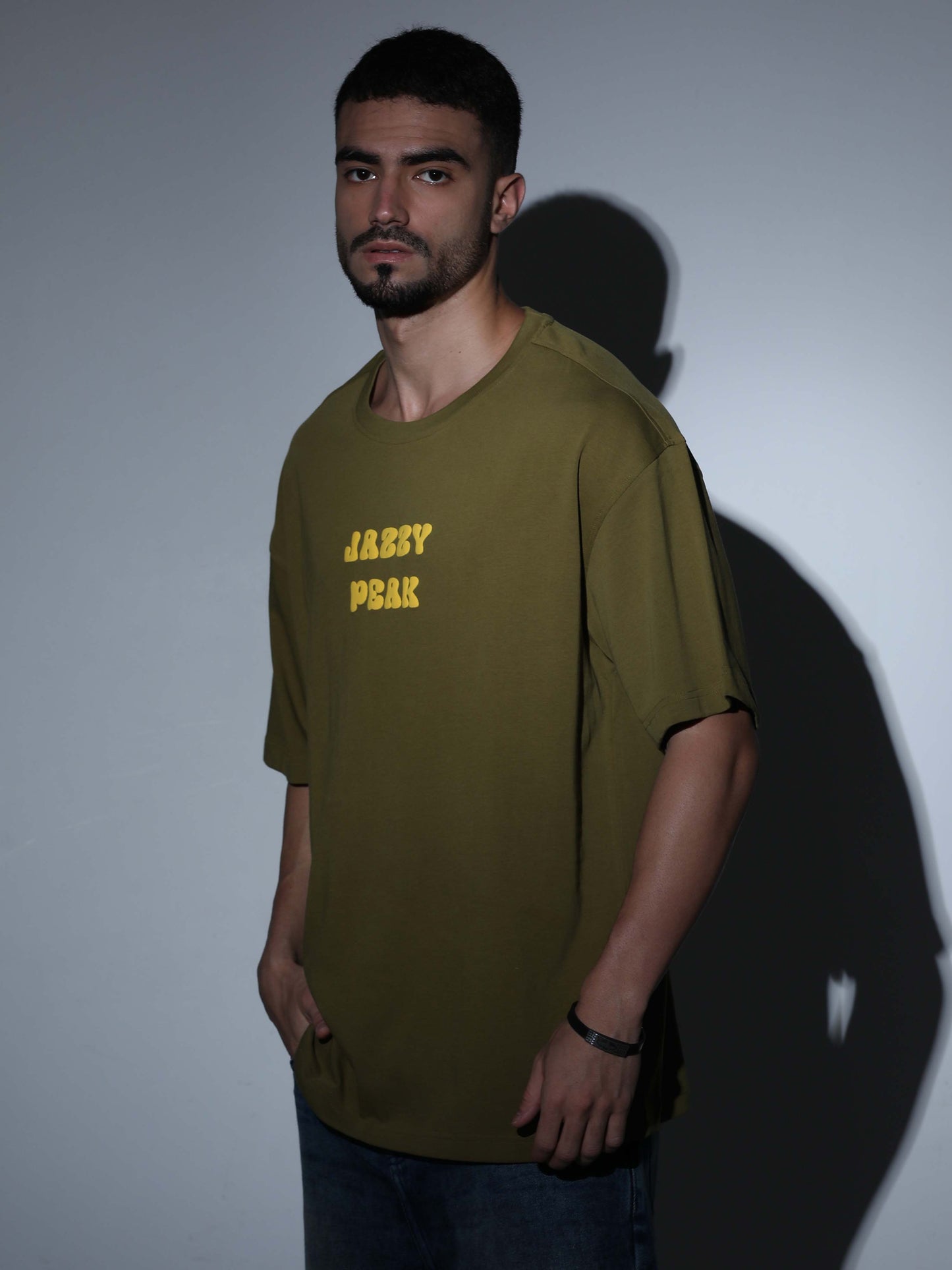 Jazzy Peak Oversized T-shirt Olive Green - OSTS-1427