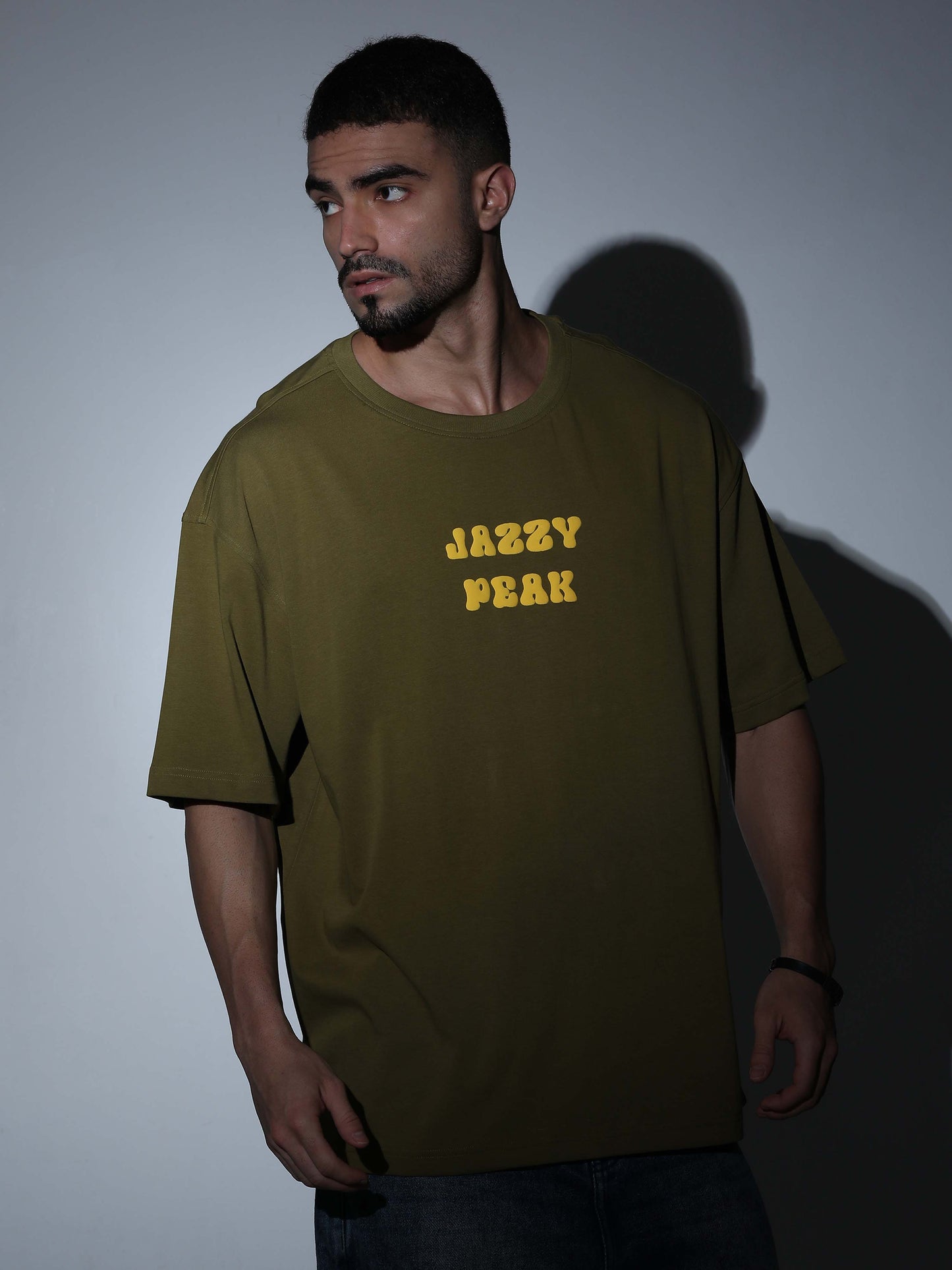 Jazzy Peak Oversized T-shirt Olive Green - OSTS-1427