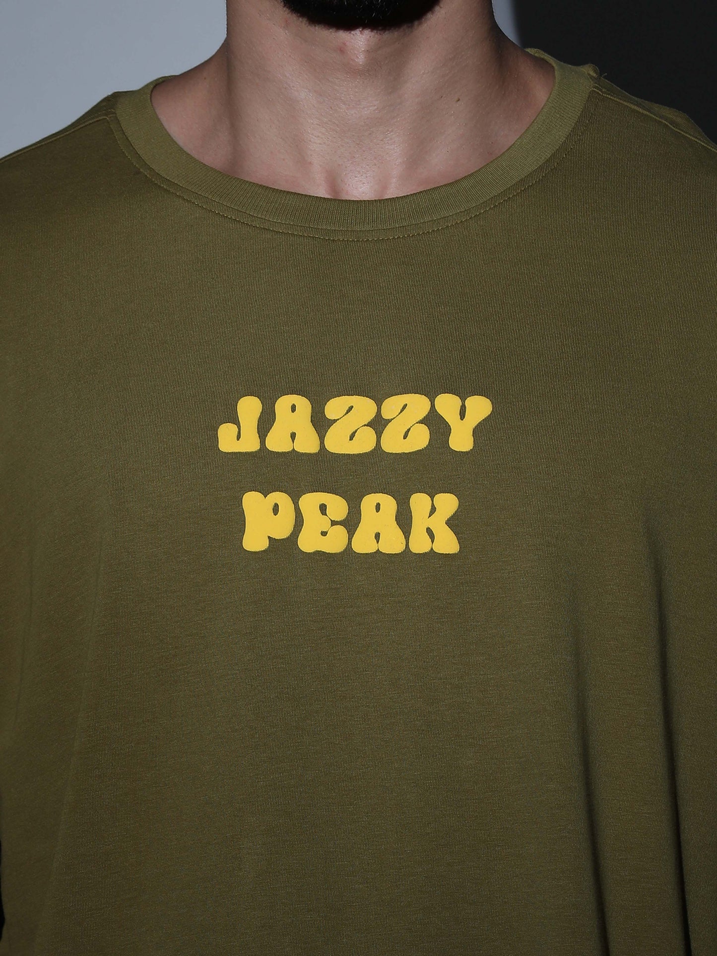 Jazzy Peak Oversized T-shirt Olive Green - OSTS-1427