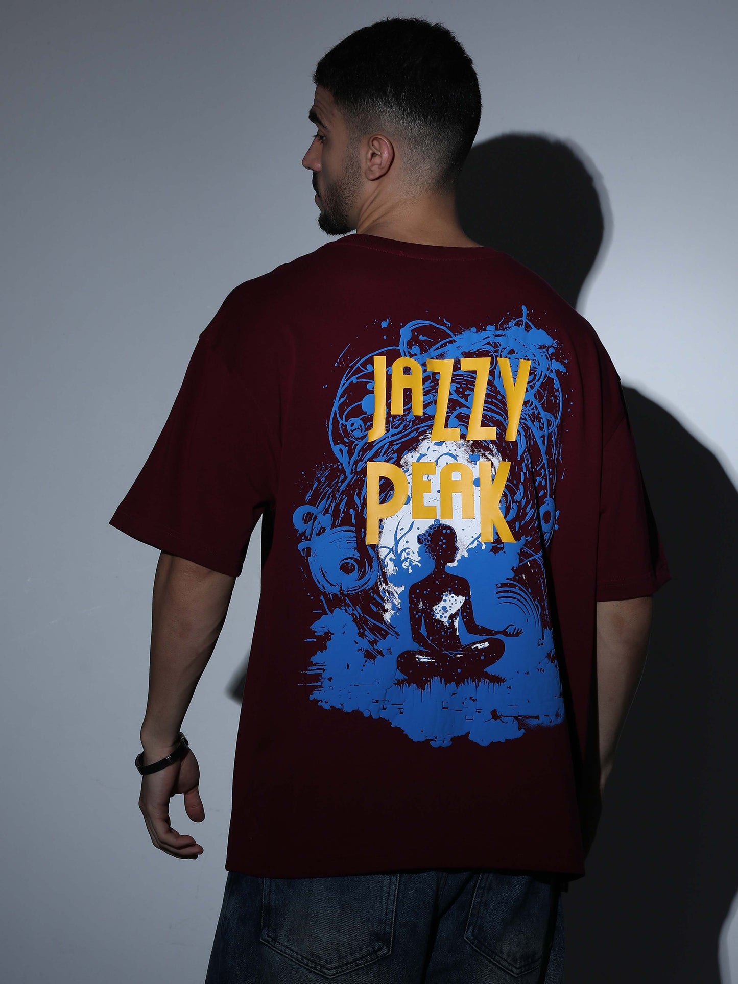 Jazzy Peak Oversized Burgundy T-shirt - OSTS-1427