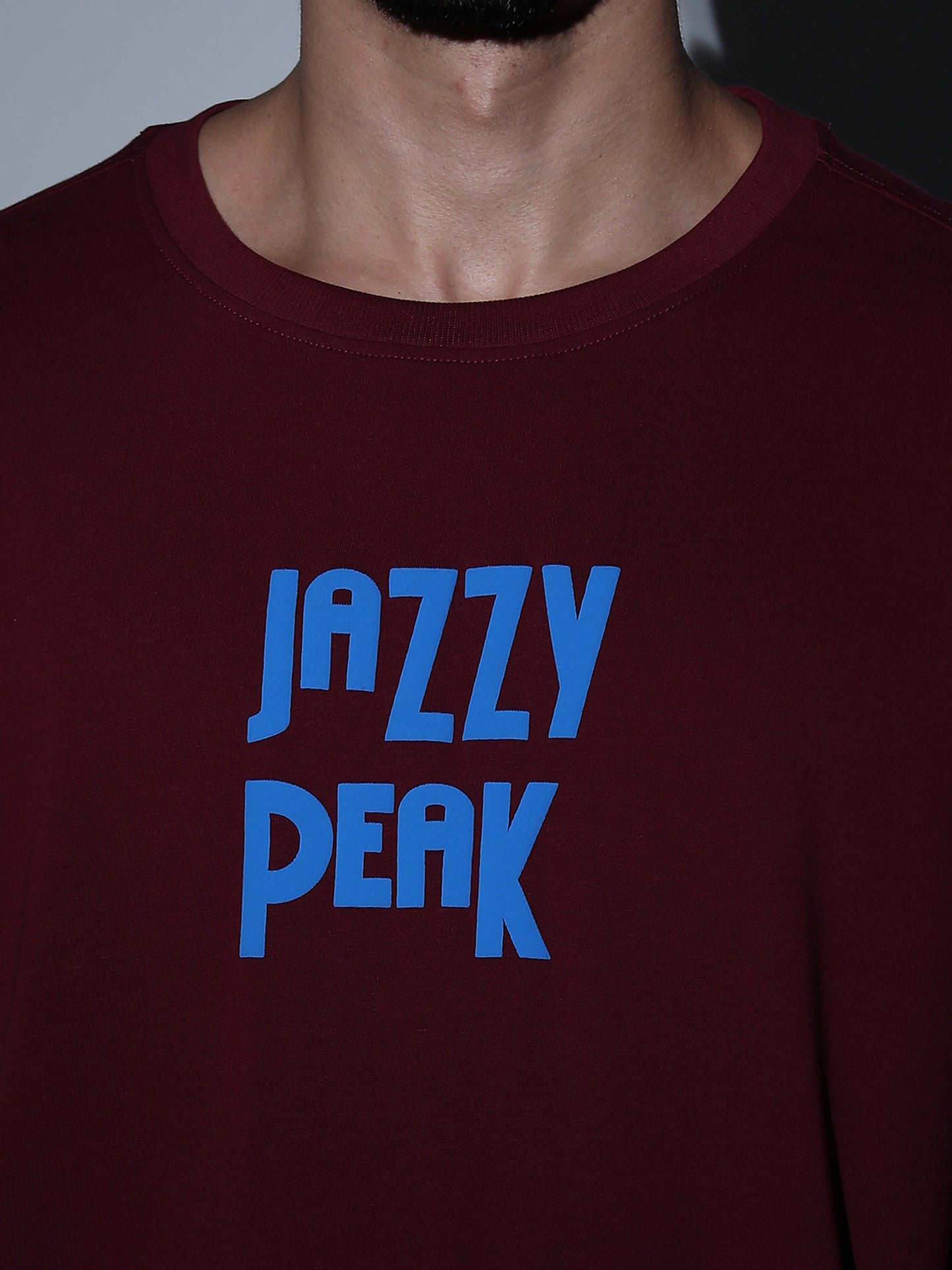 Jazzy Peak Oversized Burgundy T-shirt - OSTS-1427