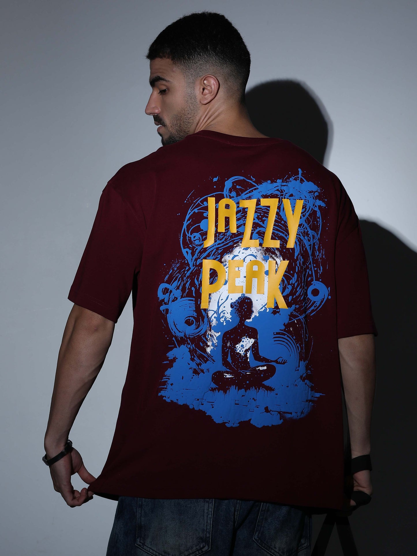 Jazzy Peak Oversized Burgundy T-shirt - OSTS-1427