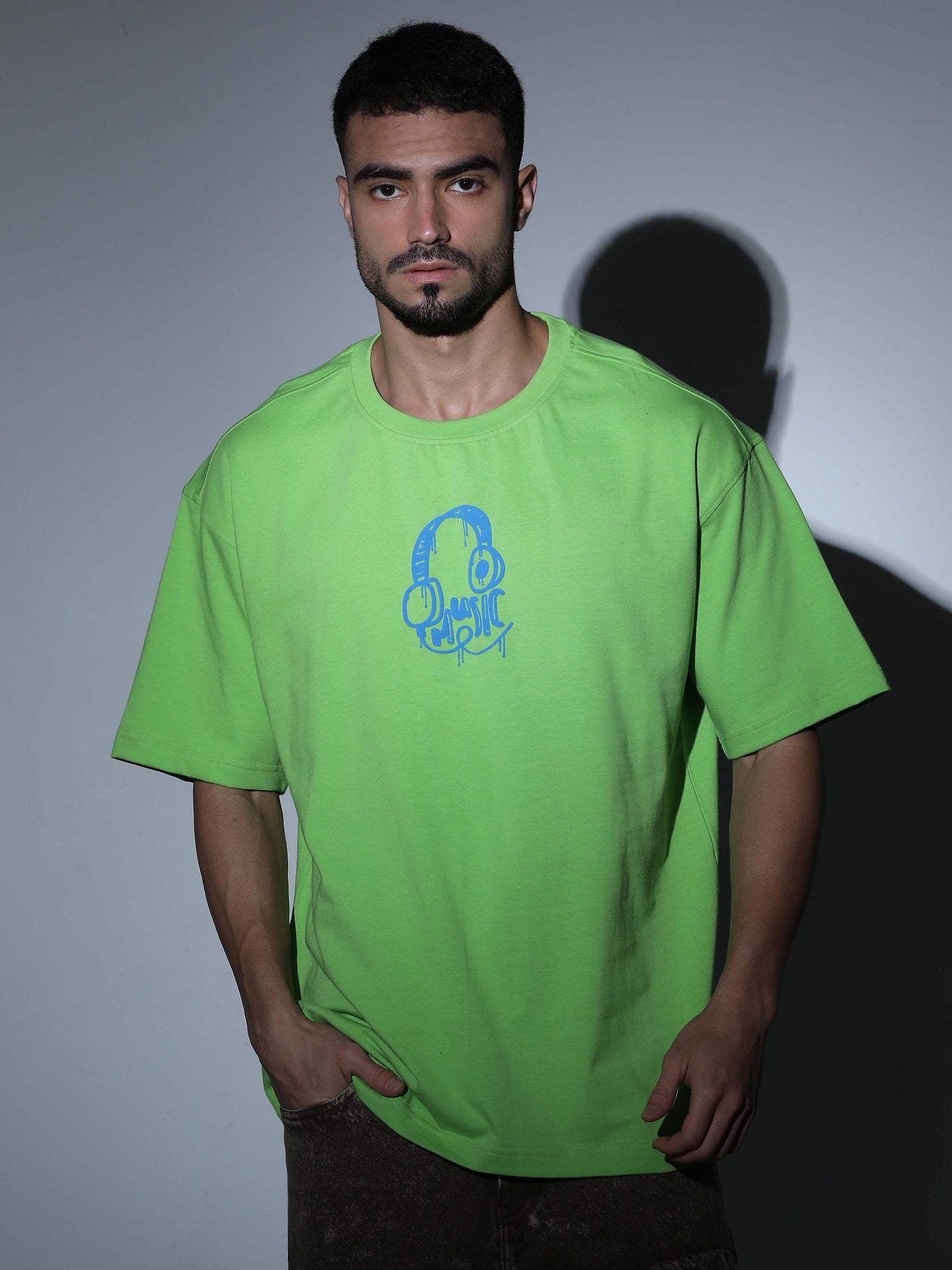 Music Oversized T-shirt P.Green - OSTS-1427