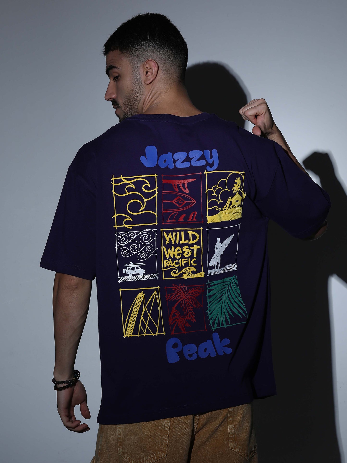 Wild West Pacific Oversized T-shirt  Deep Purple - OSTS-1427