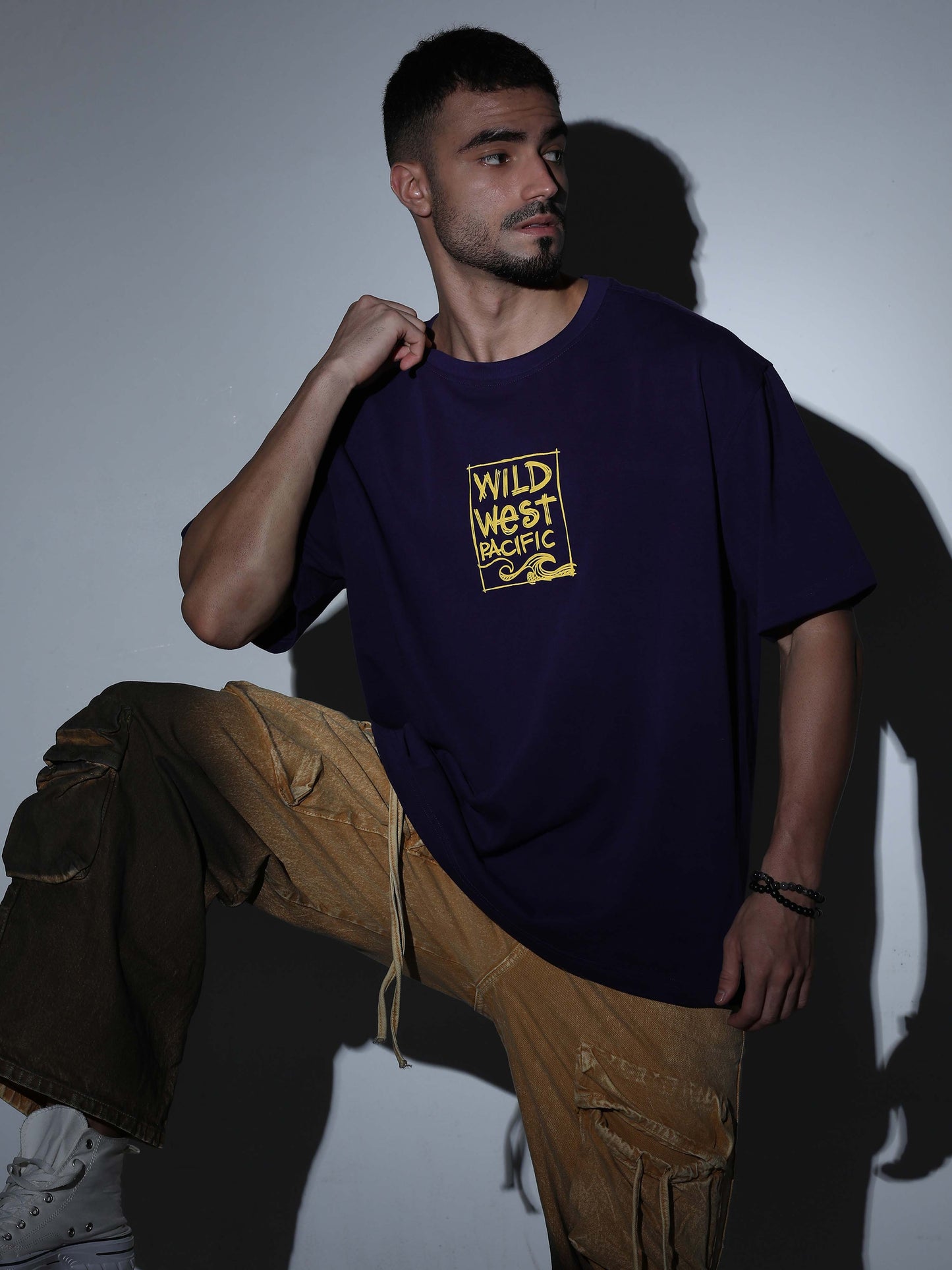 Wild West Pacific Oversized T-shirt  Deep Purple - OSTS-1427