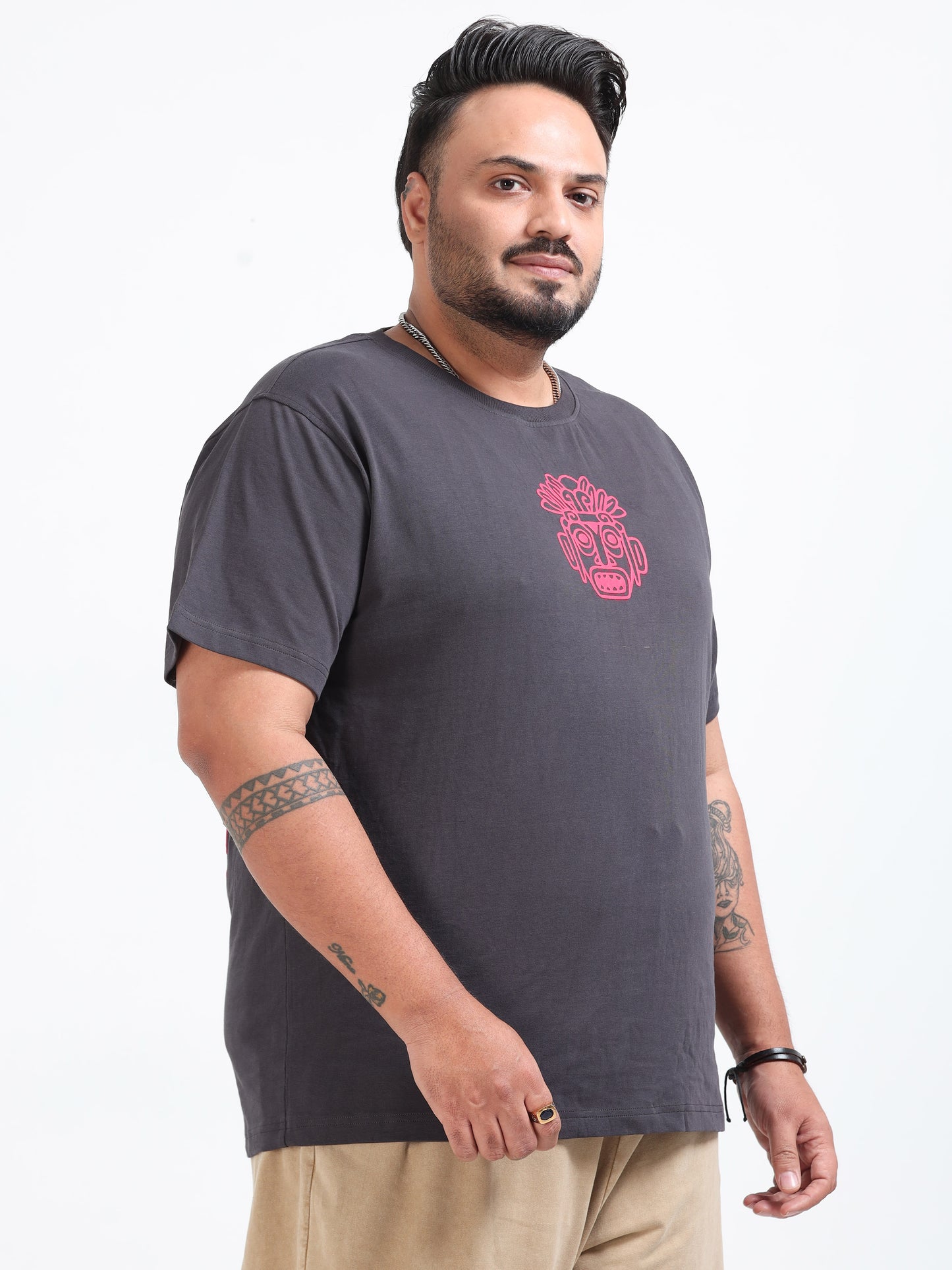 Tribe Plus Size T- Shirt  - Dark Grey - PSTS-2327