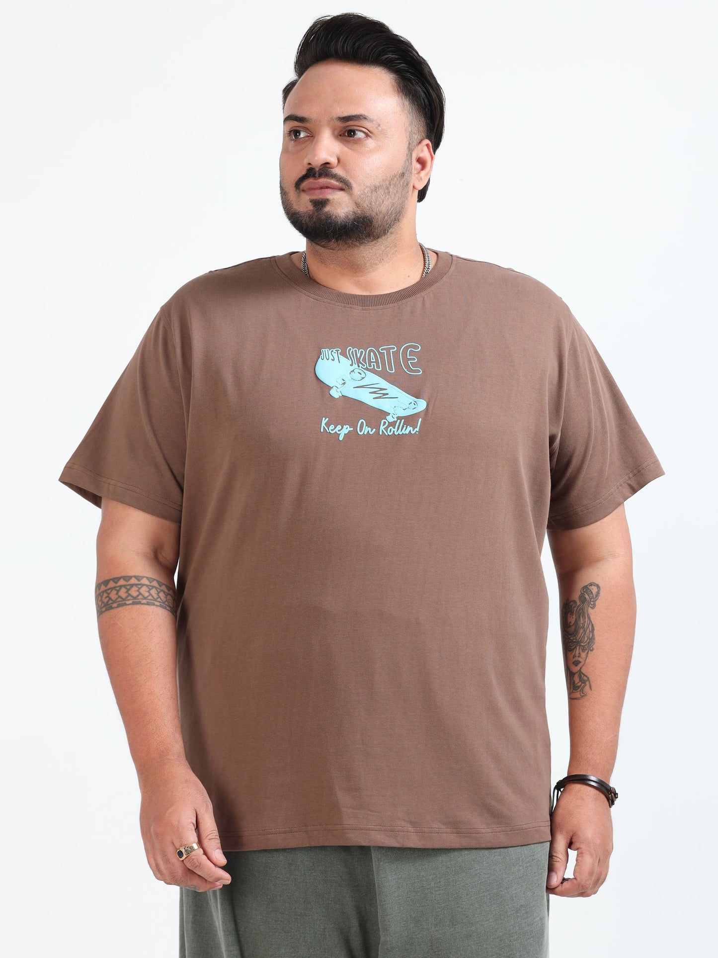 Just Skate Plus Size T-Shirt - Coffee - PSTS-2327