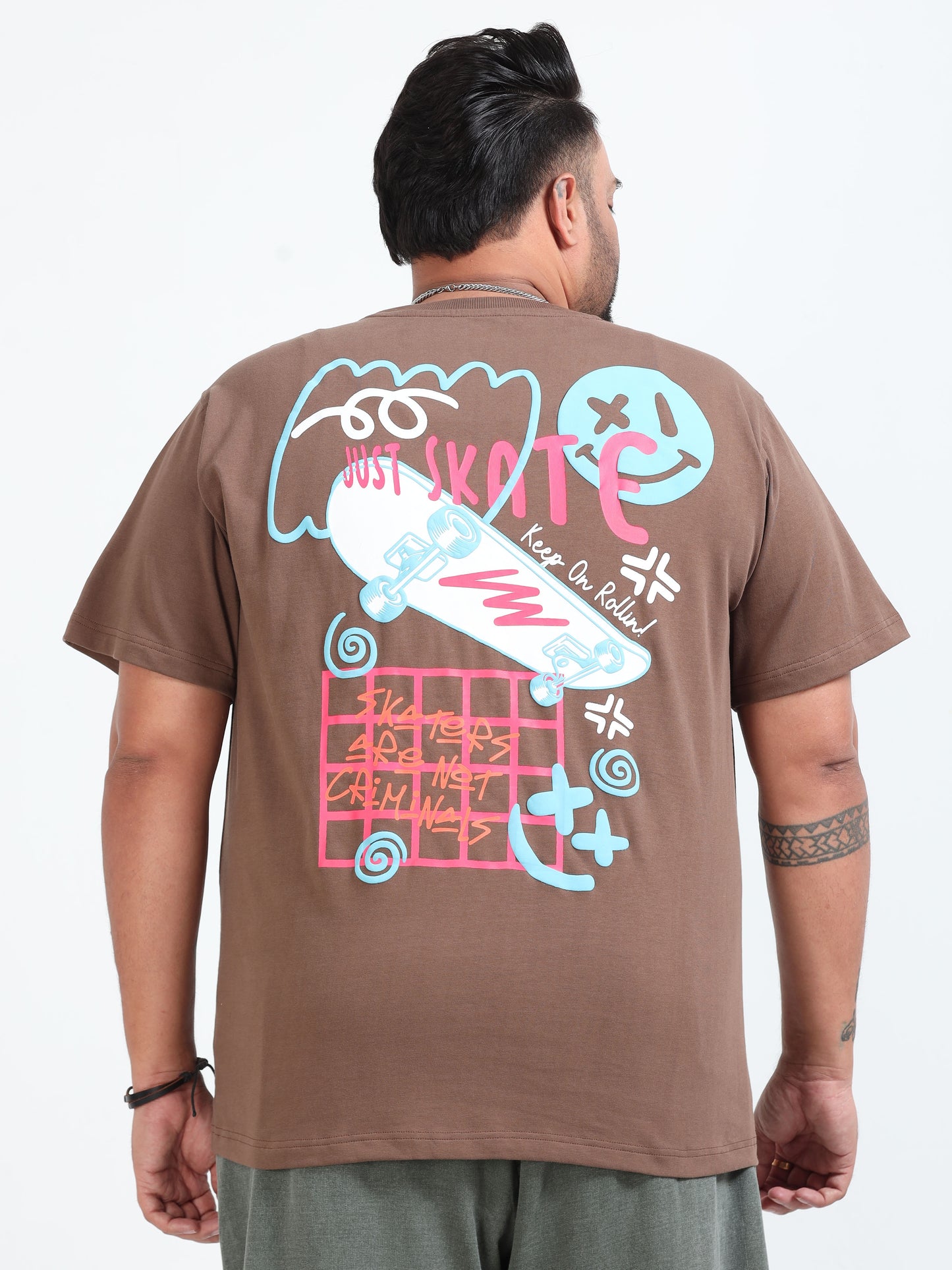 Just Skate Plus Size T-Shirt - Coffee - PSTS-2327