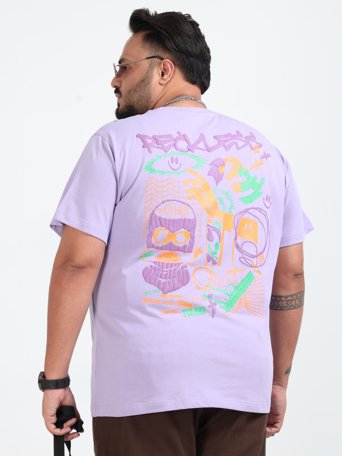 Reckless Plus Size T-Shirt  Lilac - PSTS-2327